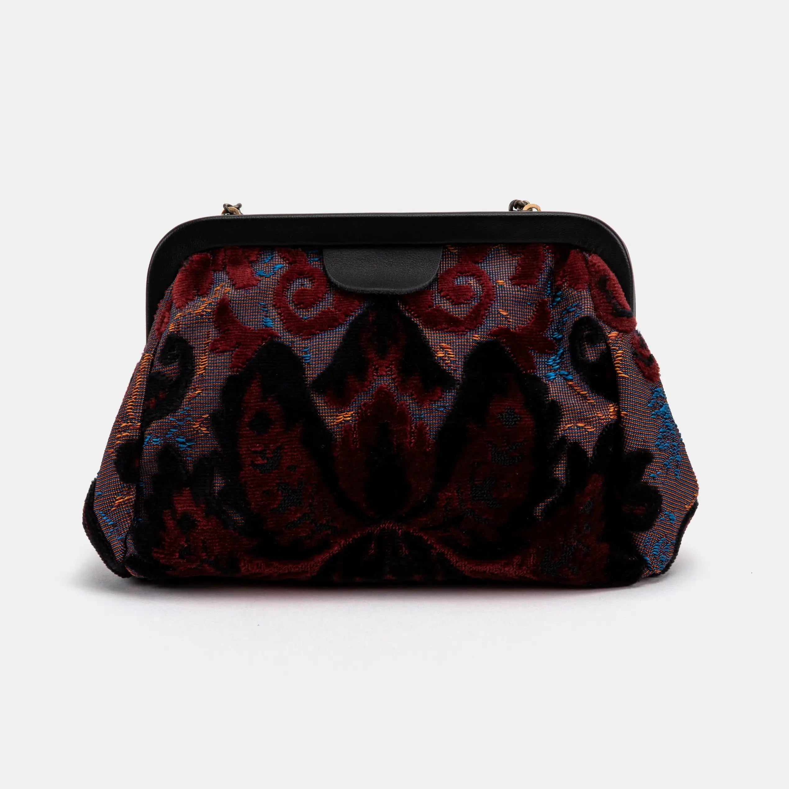 Burnout Velvet Revival Sephia Evening Bag Clutch carpet bag of America back
