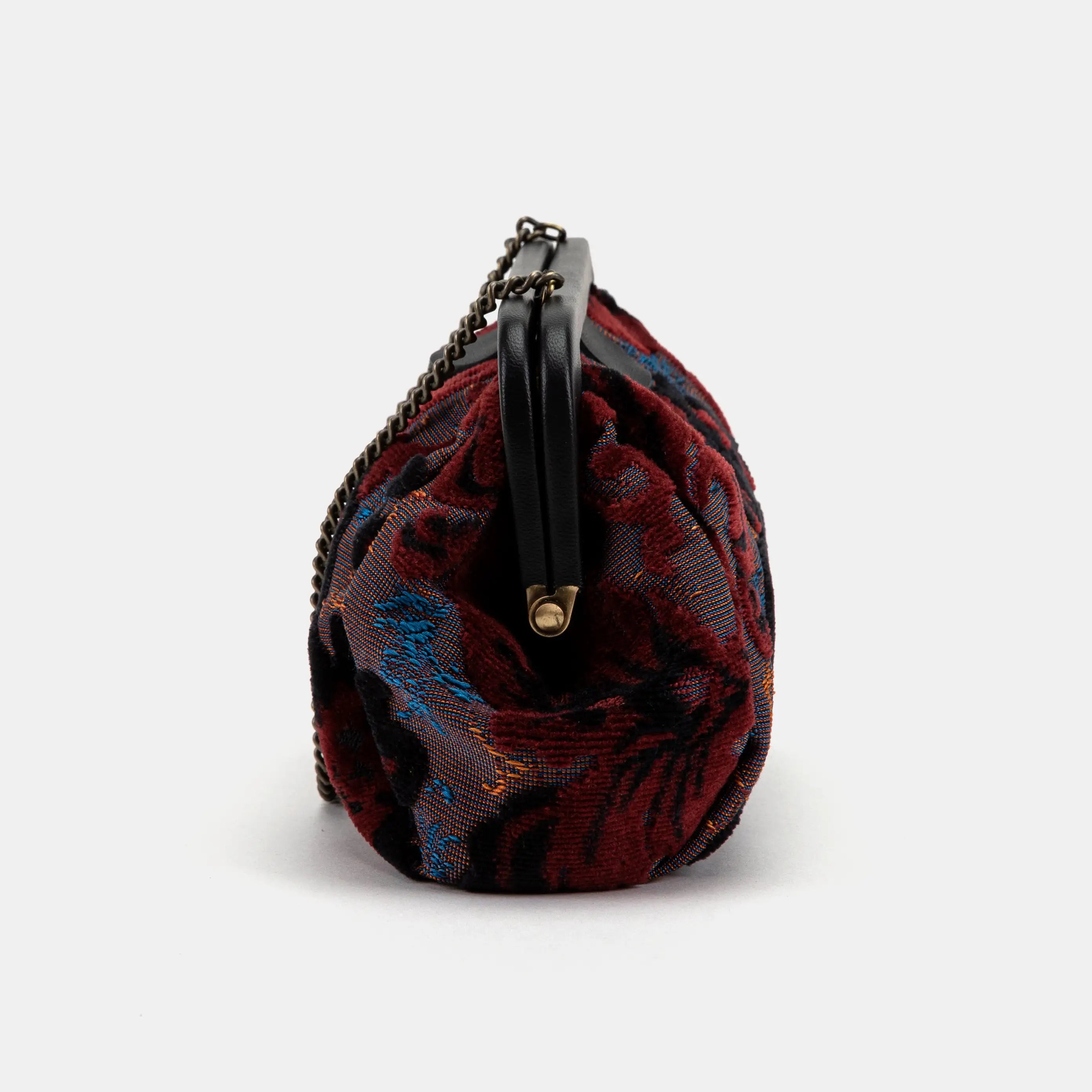 Burnout Velvet Revival Sephia Evening Bag Clutch carpet bag of America side