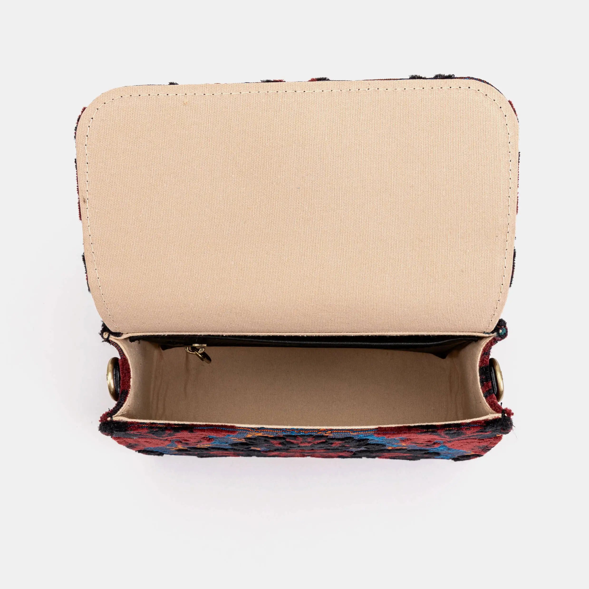 Burnout Velvet Revival Sephia Flap Crossbody Bag of America inside