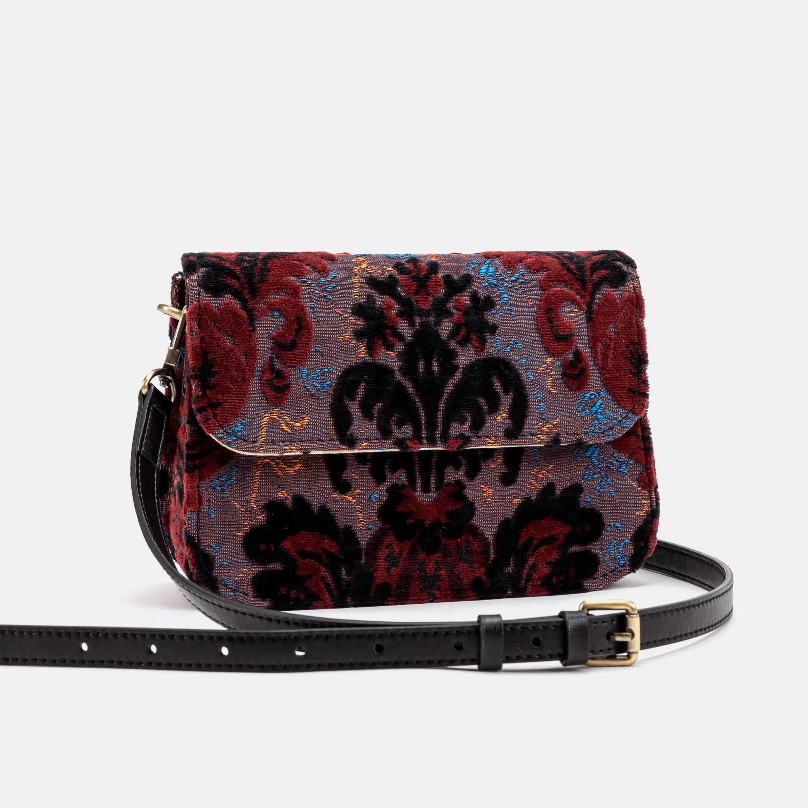 Burnout Velvet Revival Sephia Flap Crossbody Bag of America front