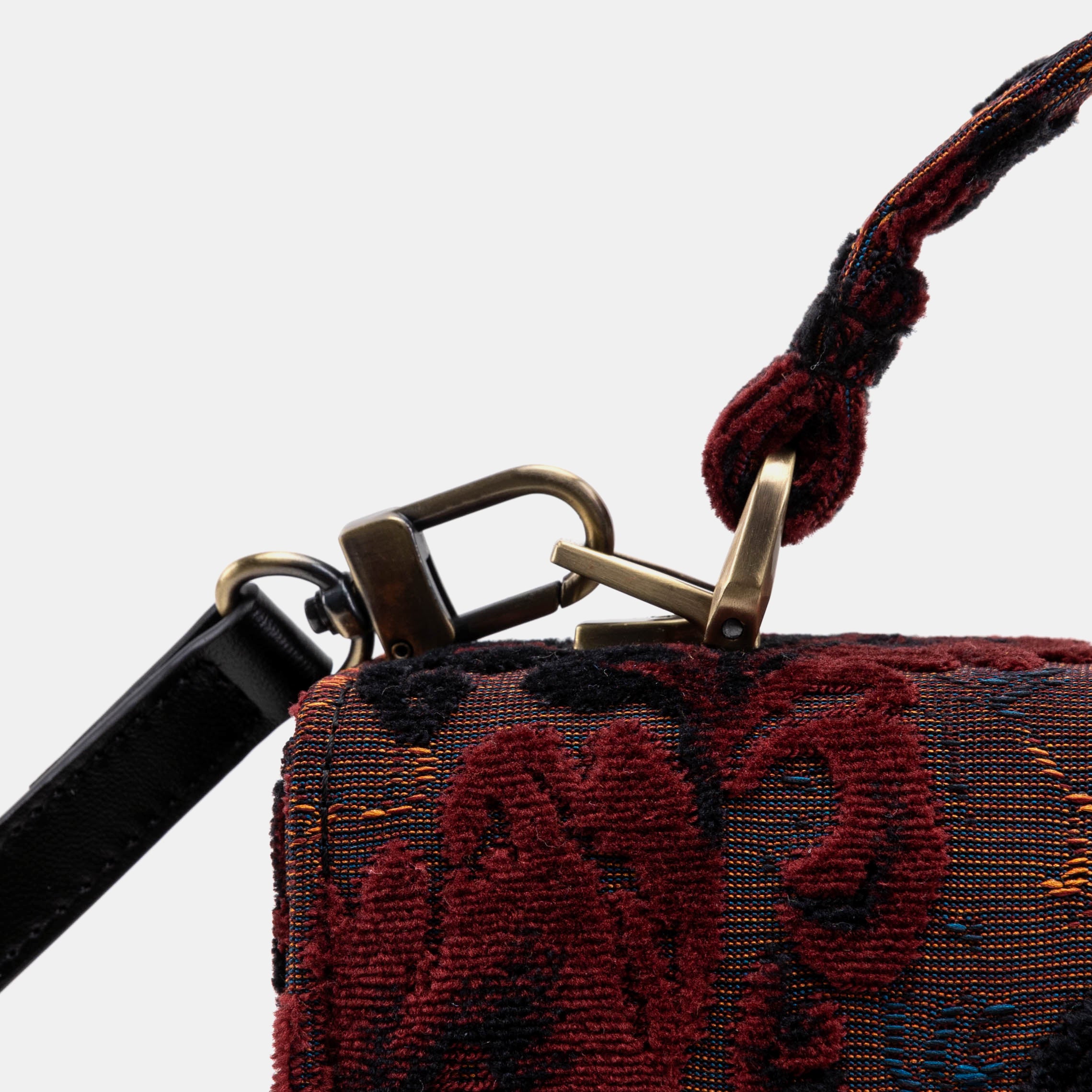 Burnout Velvet Revival Sephia Flap Satchel Carpetbag of America details