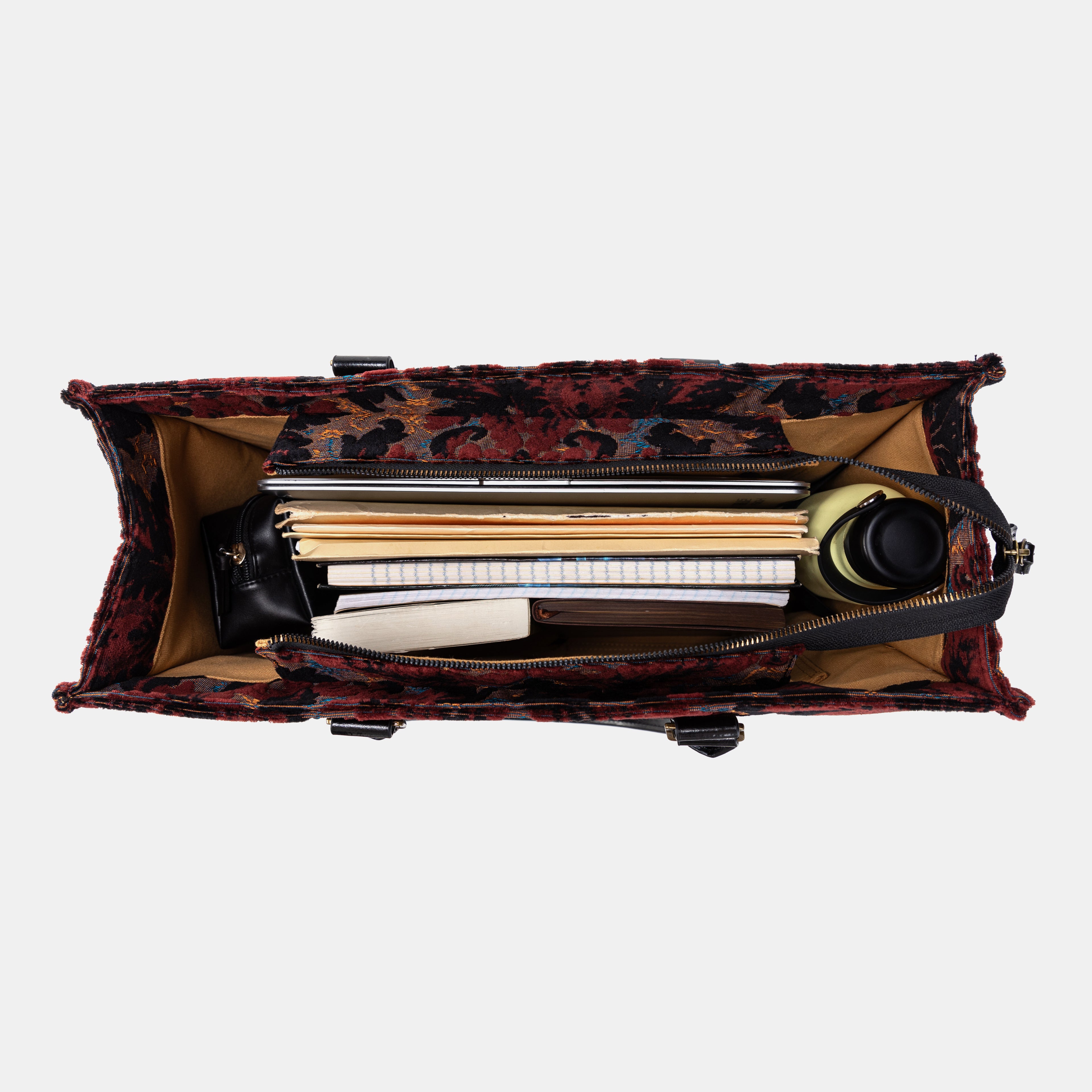Burnout Velvet Revival Sephia Laptop Work Tote of America in use