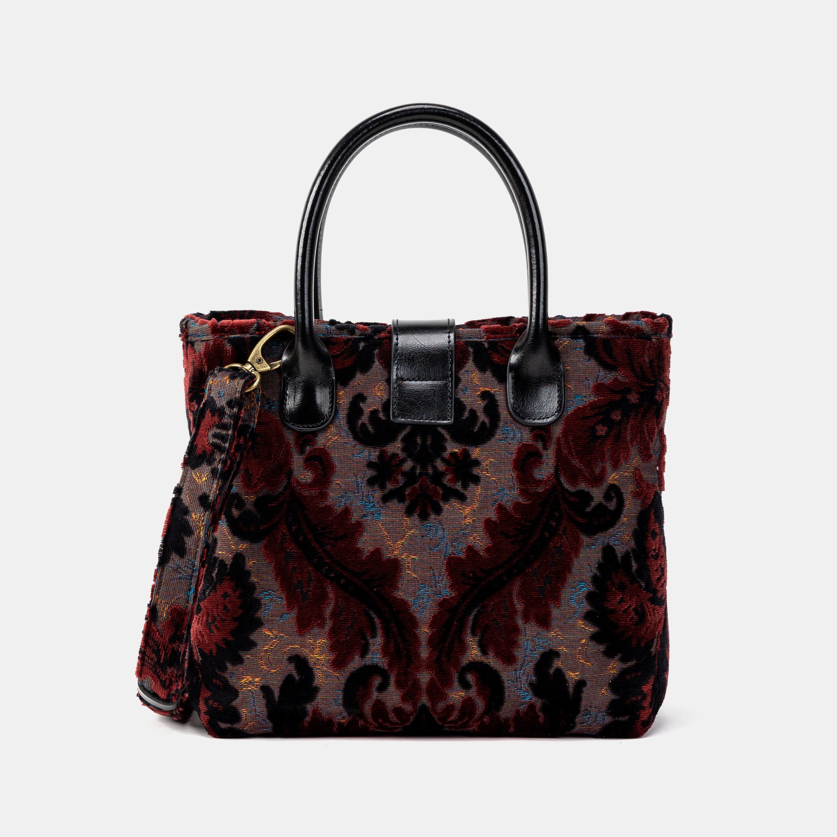 Burnout Velvet Revival Sephia Tuck Lock Carpet Satchel of America back