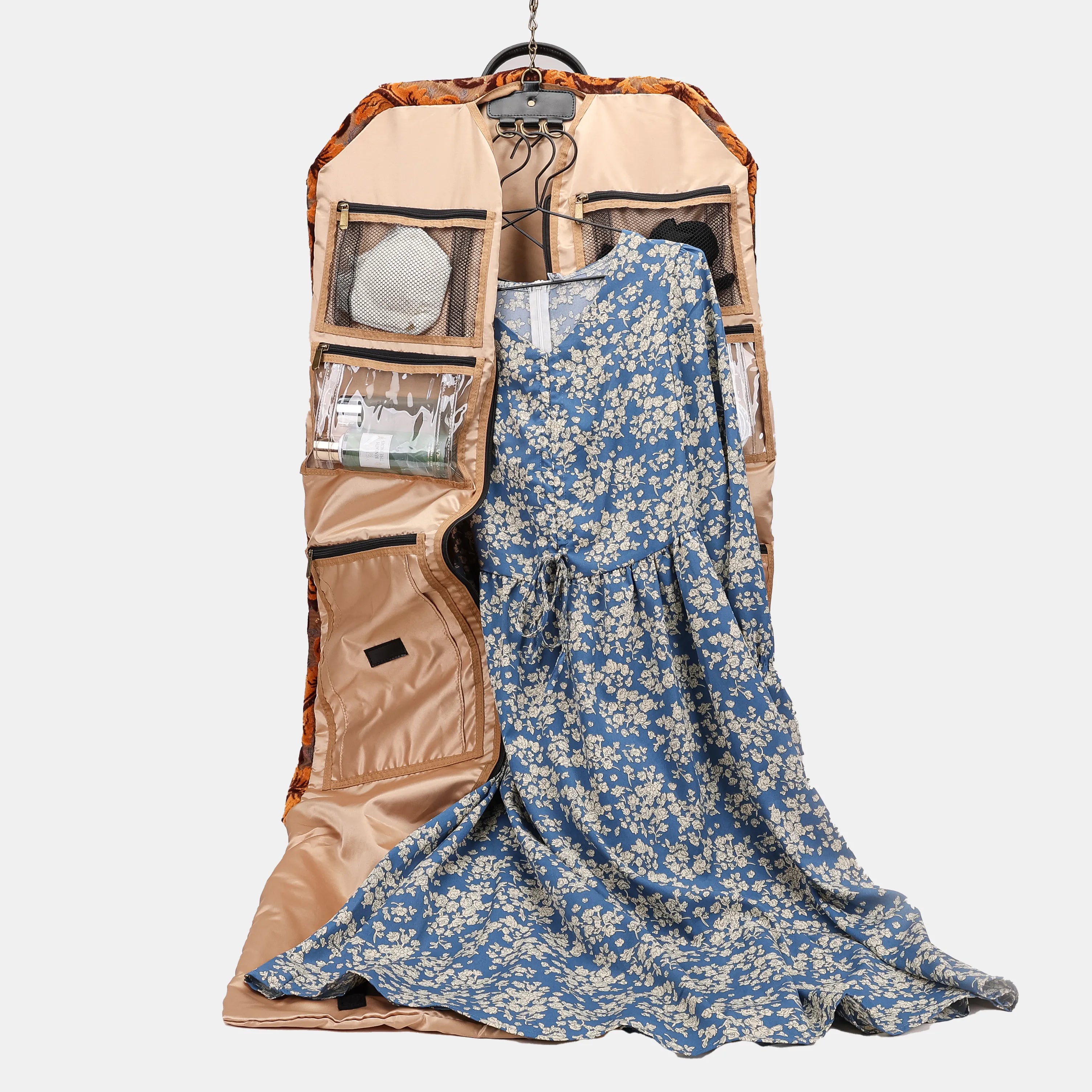 Burnout Velvet Revival Sienna Carpet Garment Bag Carpetbag of America  in use