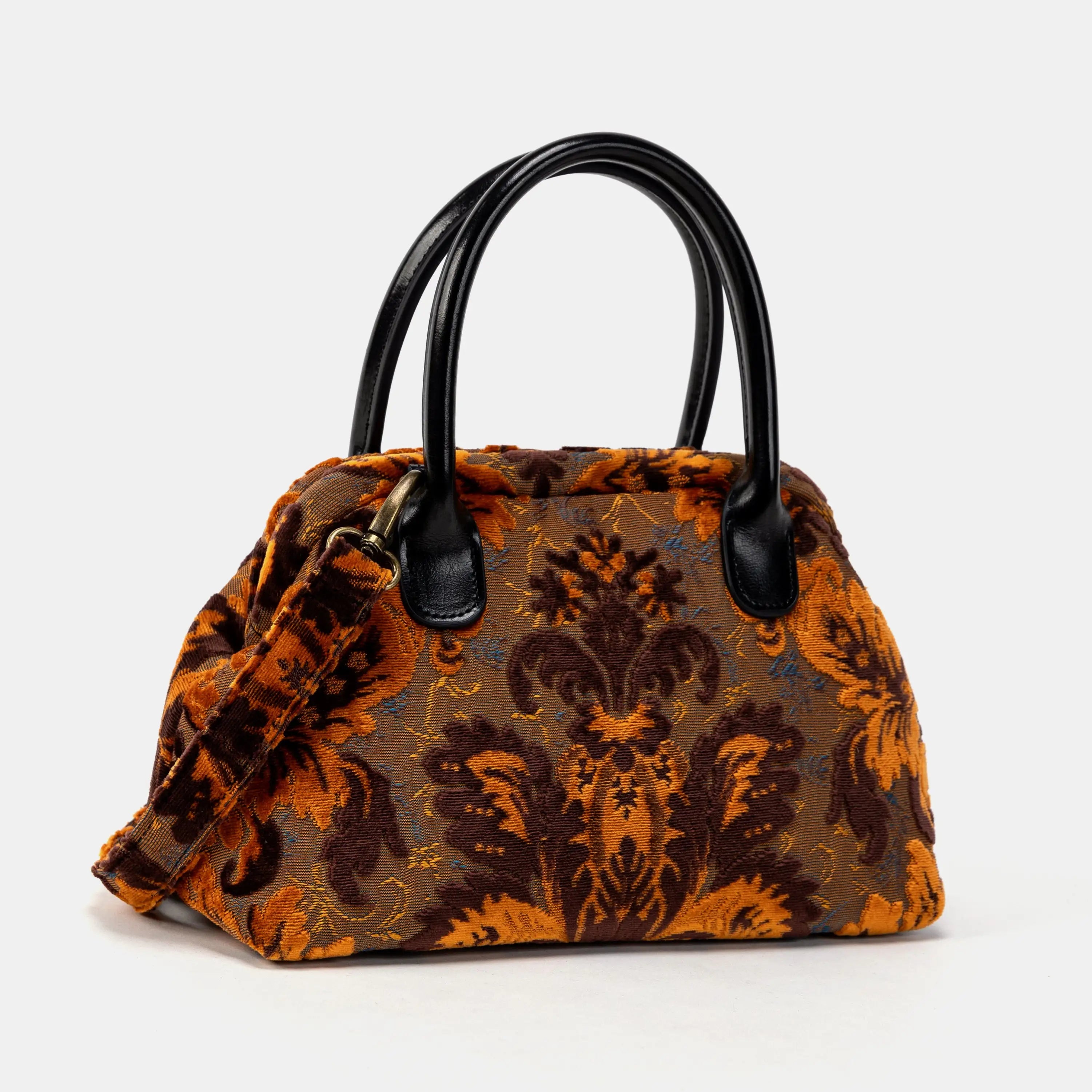 Burnout Velvet Revival Sienna Carpet Satchel Carpetbag of America little side