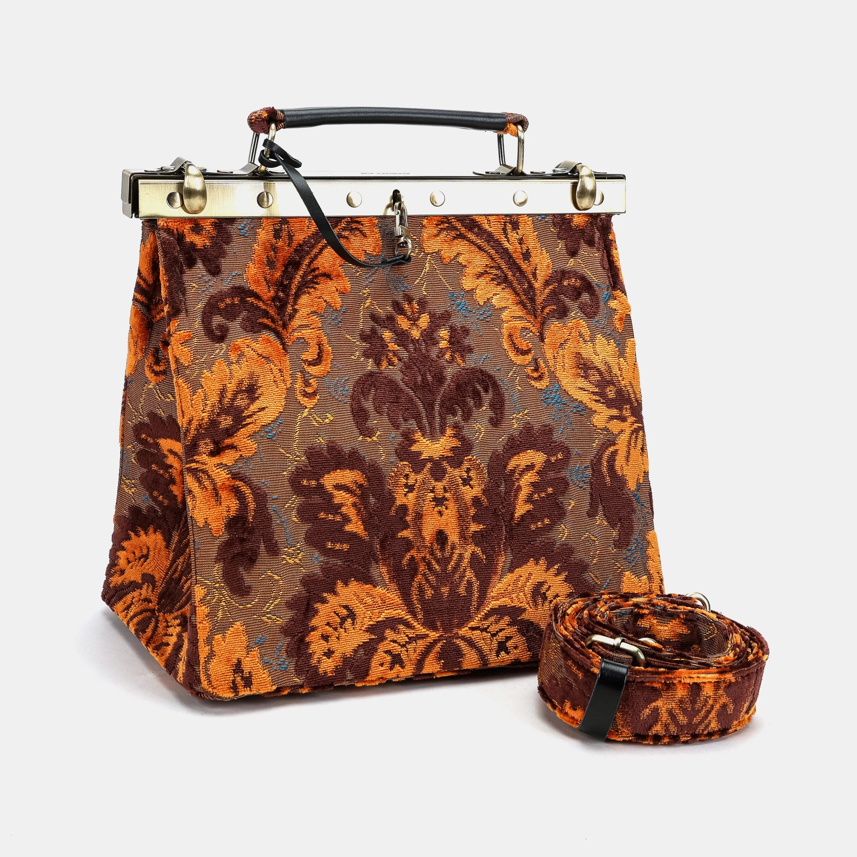 Burnout Velvet Revival Sienna Cecile Carpet Purse Gladstone Bag with shoulder strap