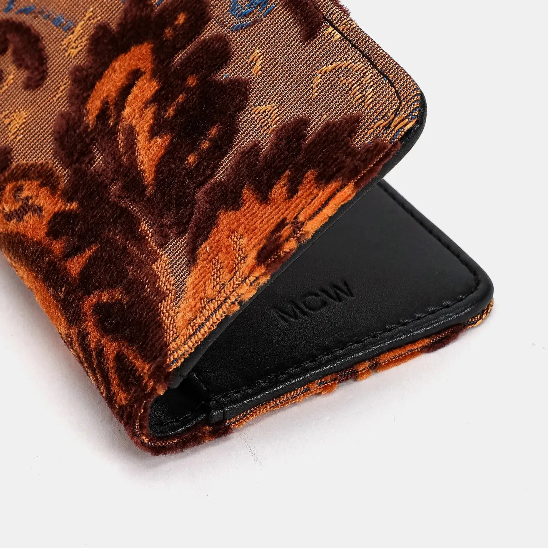 Burnout Velvet Revival Sienna Checkbook Cover of Ameirca detail