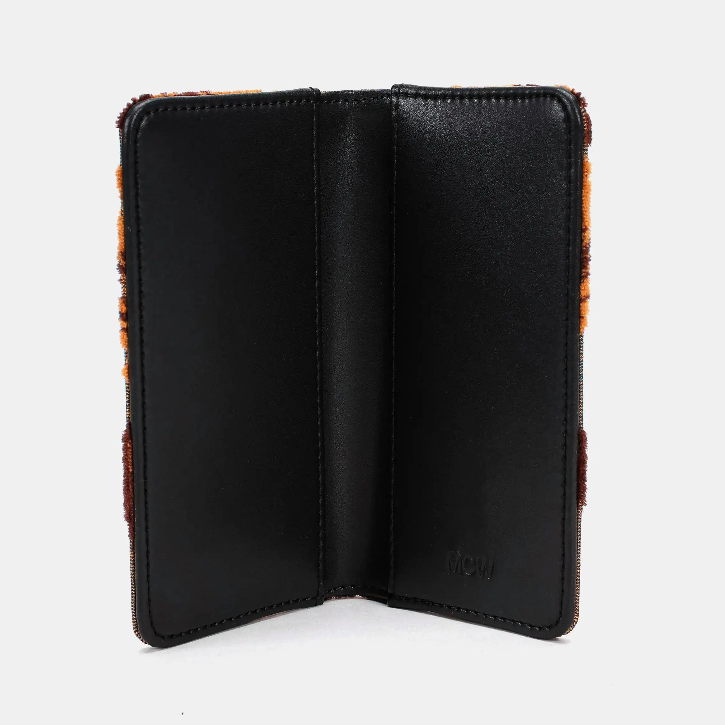 Burnout Velvet Revival Sienna Checkbook Cover of Ameirca open