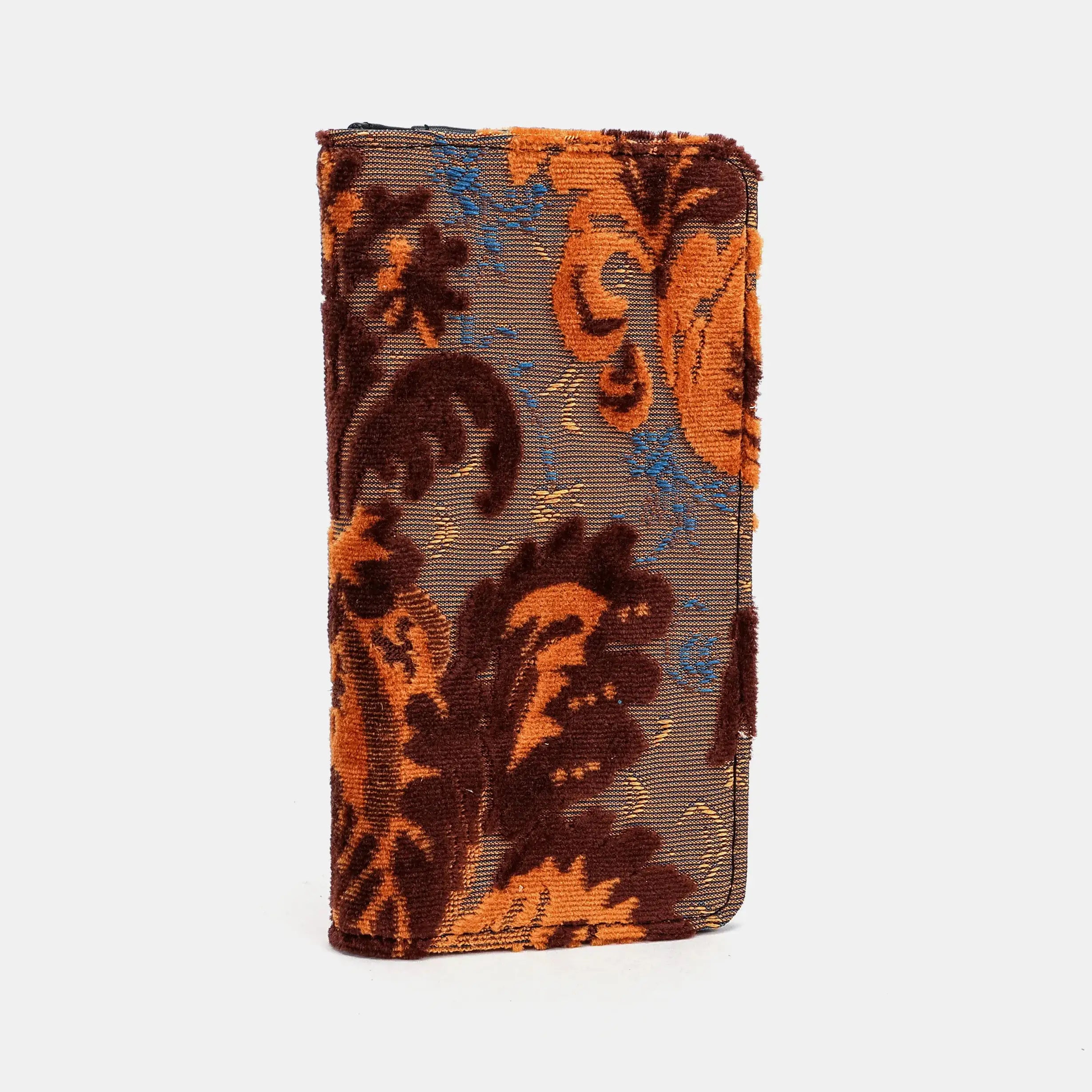 Burnout Velvet Revival Sienna Checkbook Cover of Ameirca right