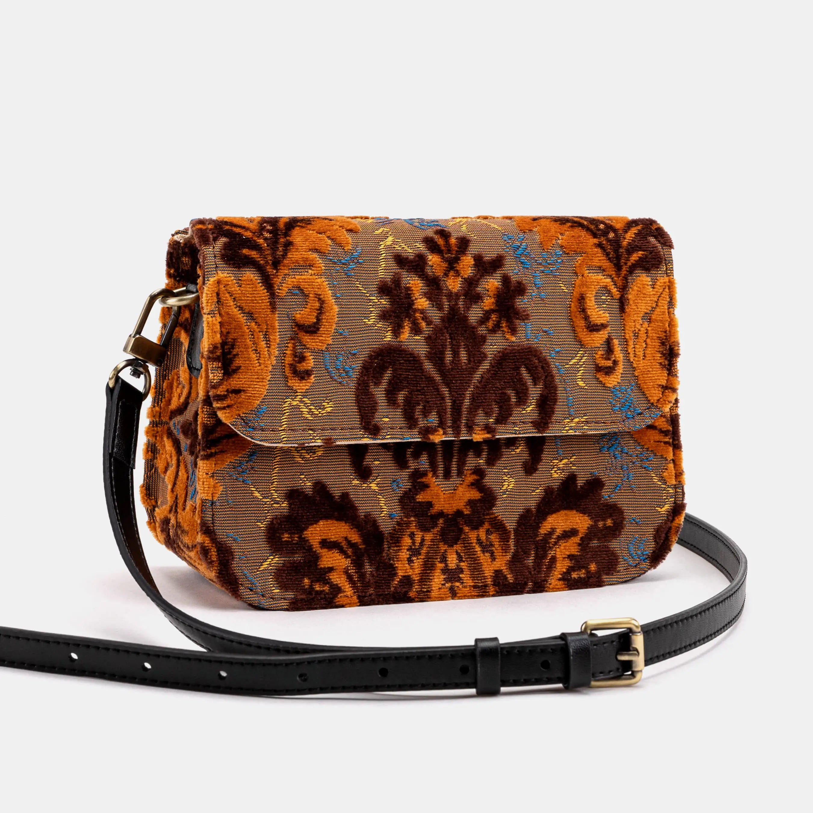 Burnout Velvet Revival Sienna Flap Crossbody Bag of America front side