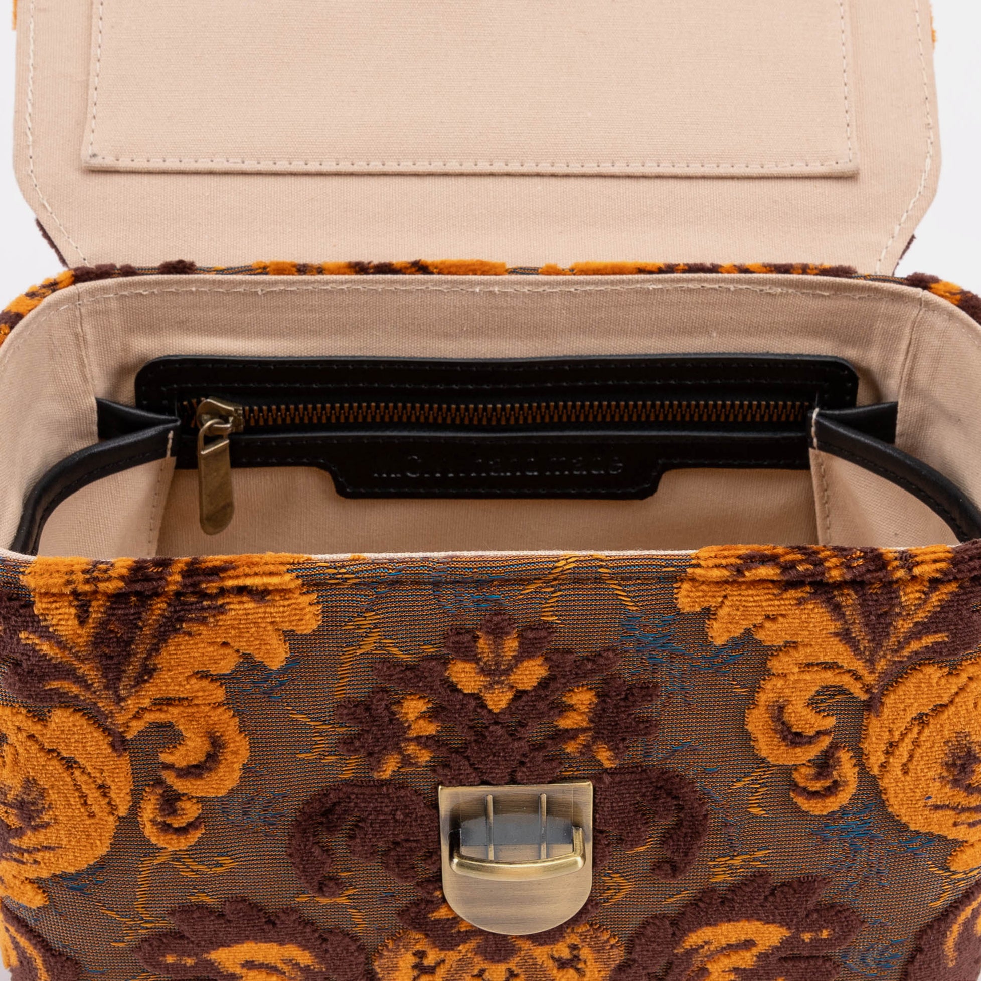 Burnout Velvet Revival Sienna Josephine Large Train Case of America inside zipper pocket
