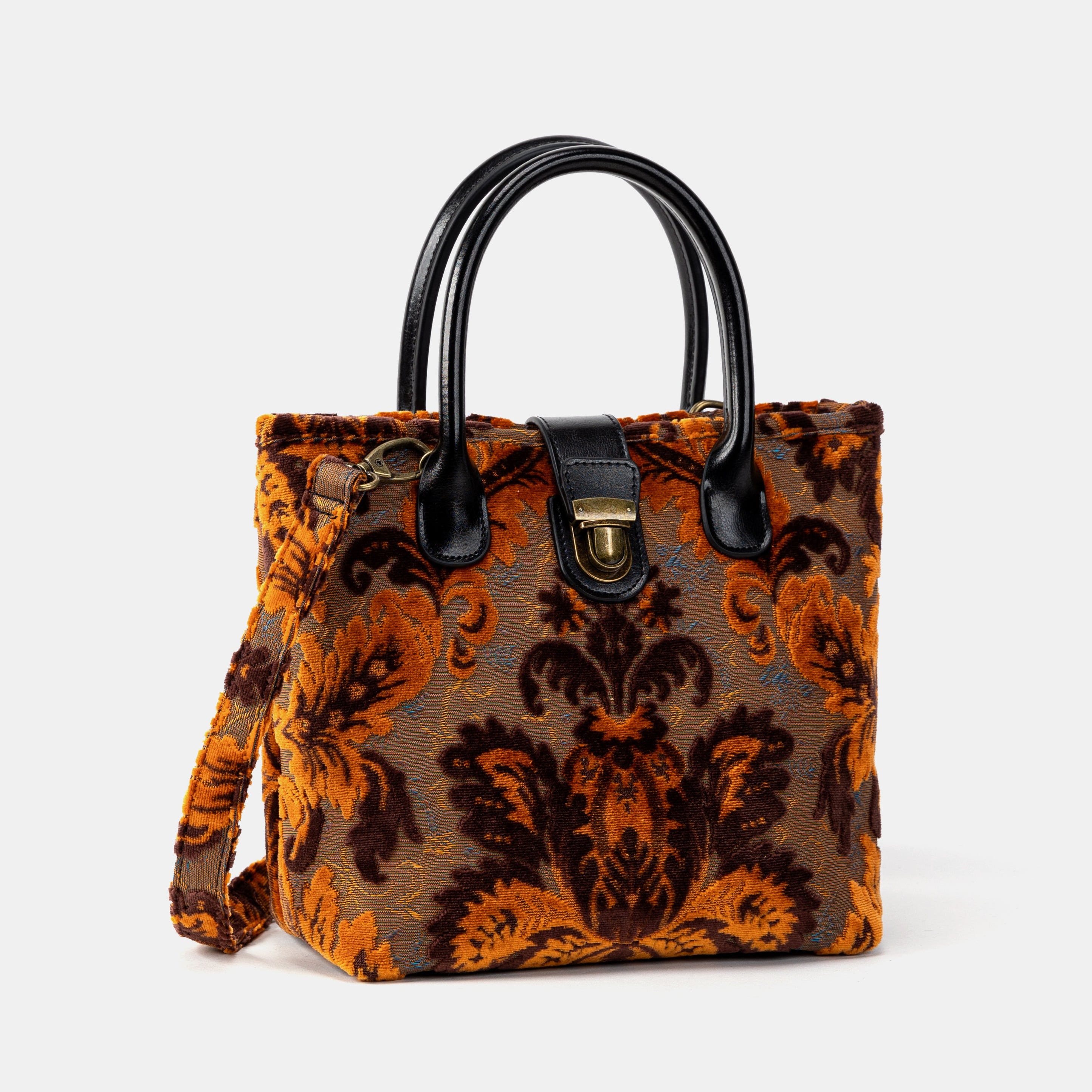 Burnout Velvet Revival Sienna Tuck Lock Carpet Satchel of America front