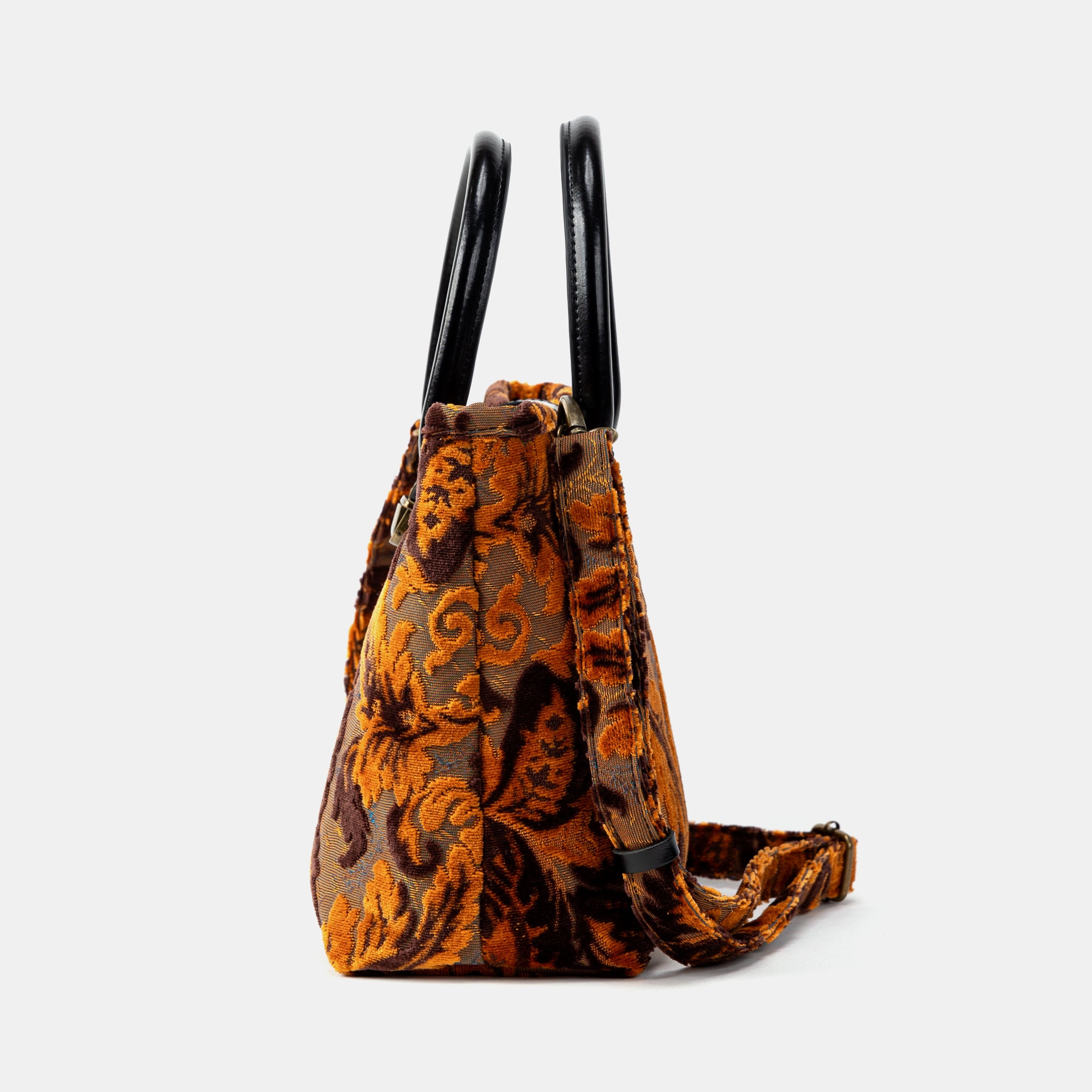 Burnout Velvet Revival Sienna Tuck Lock Carpet Satchel of America side