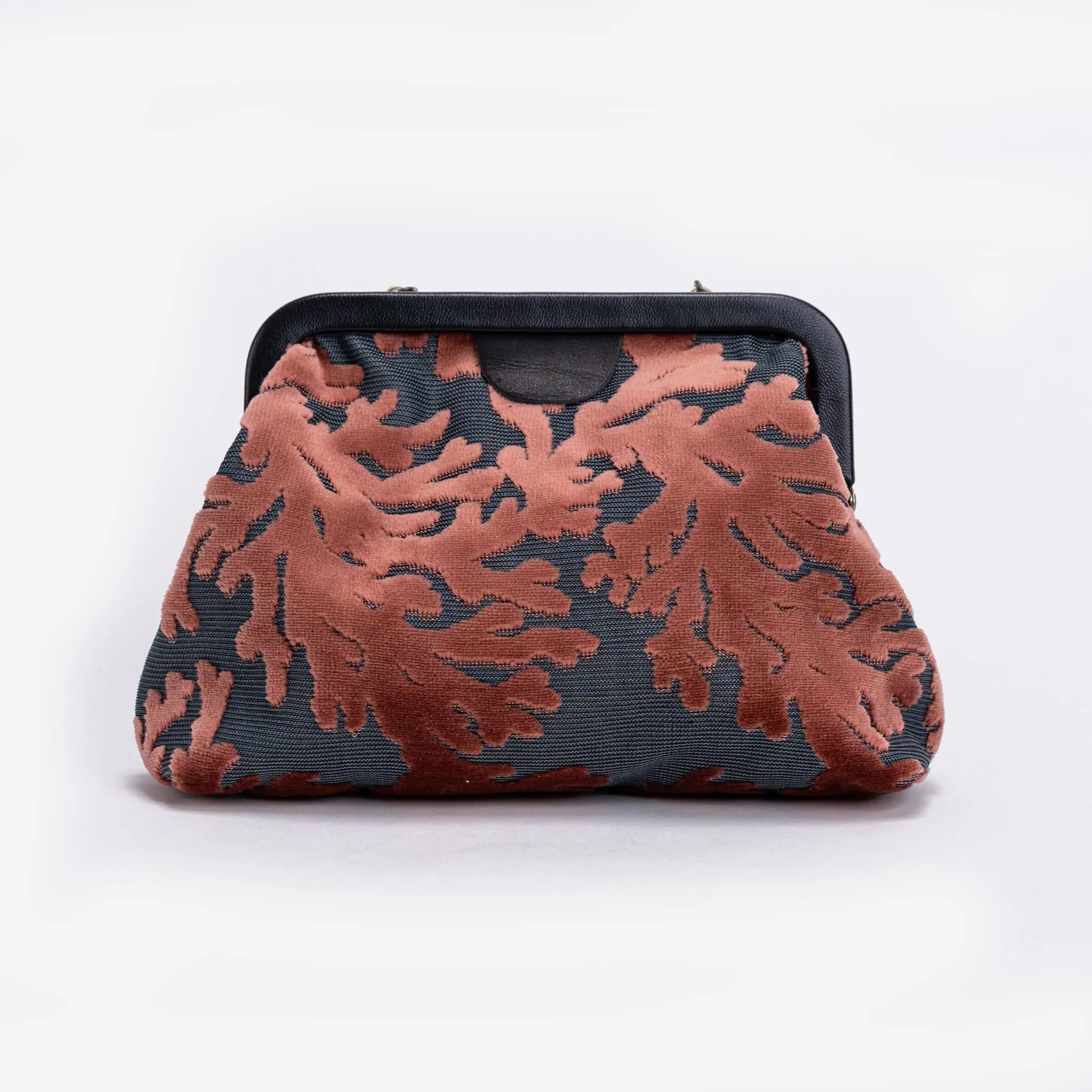 Burnout Velvet St Tropez Scuba Coral Alma Evening Clutch back