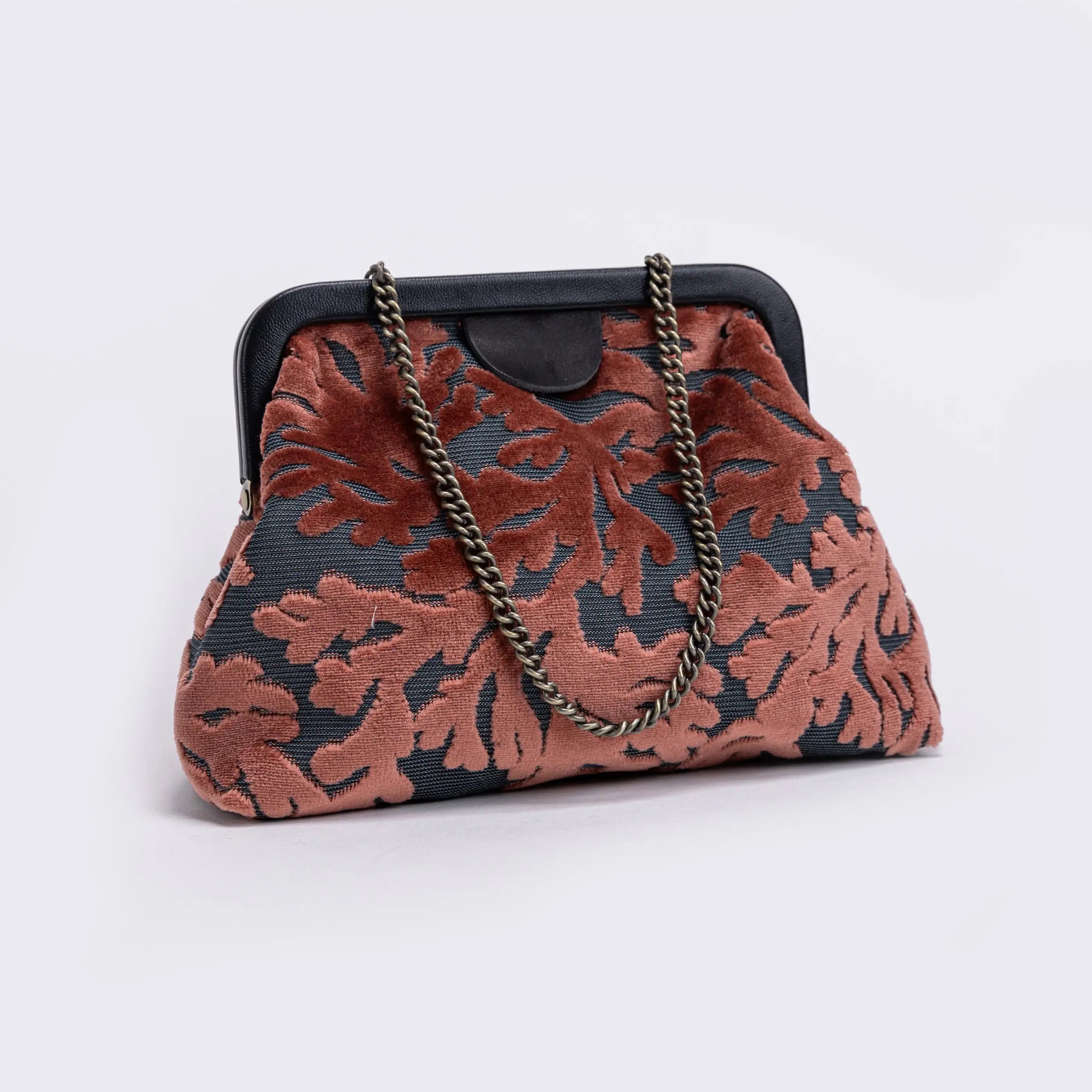Burnout Velvet St Tropez Scuba Coral Alma Evening Clutch main