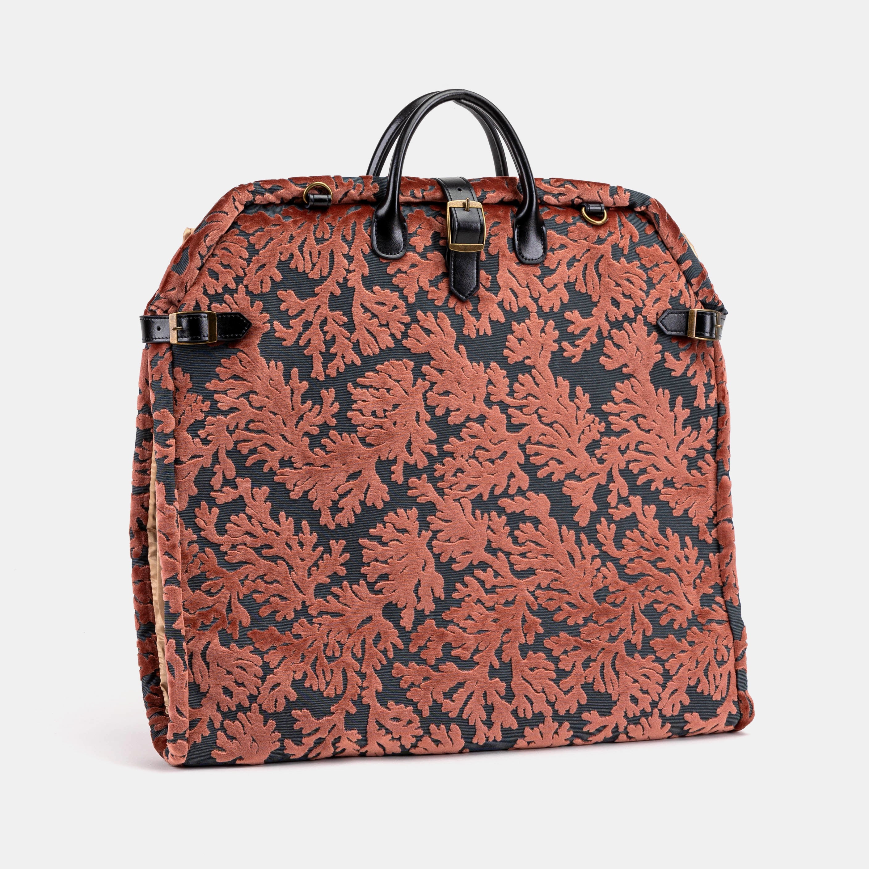 Burnout Velvet St Tropez Scuba Coral Carpet Garment Bag Carpetbag of America  front side