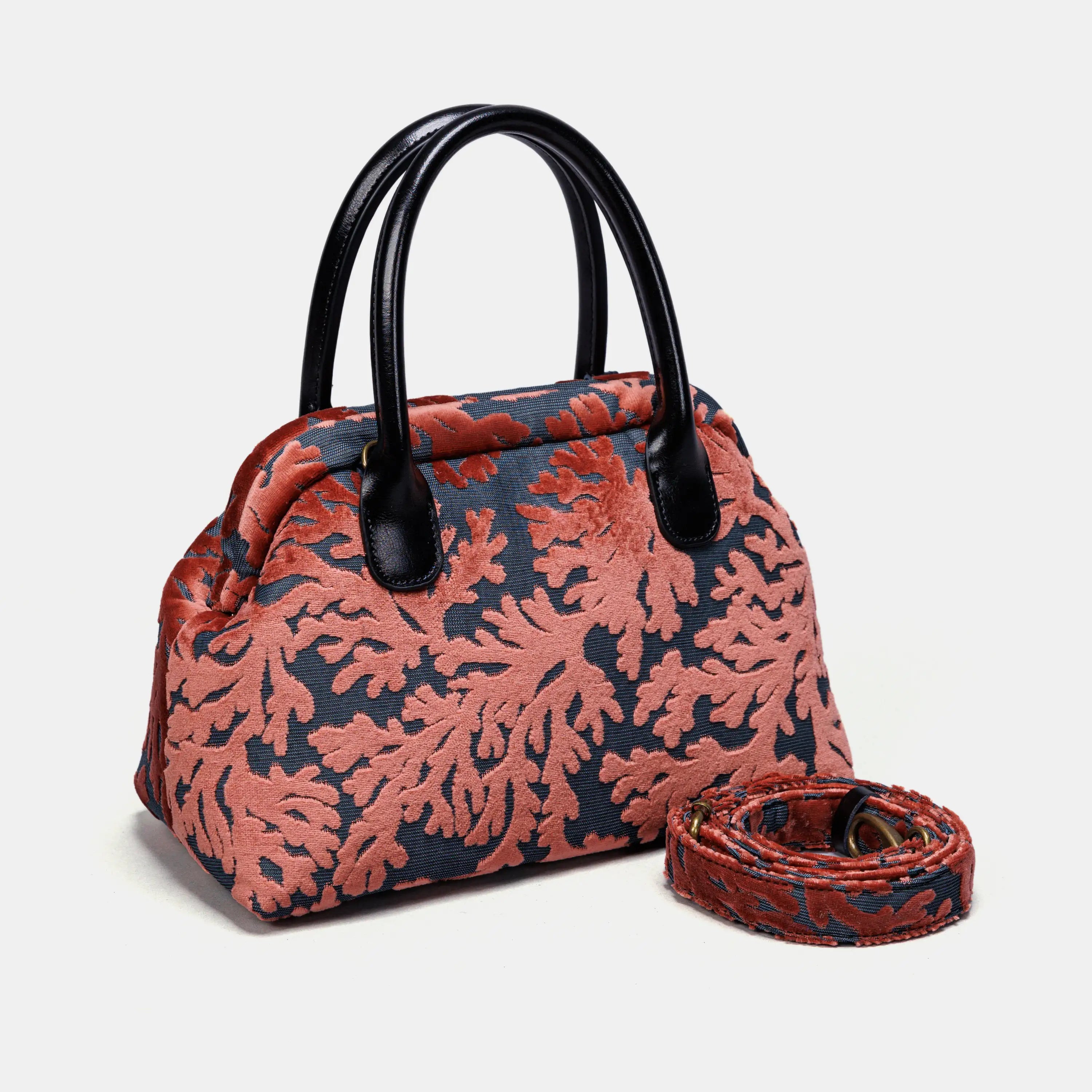 St Tropez Scuba Coral Carpet Satchel carpet bag MCW Handmade of America with strap