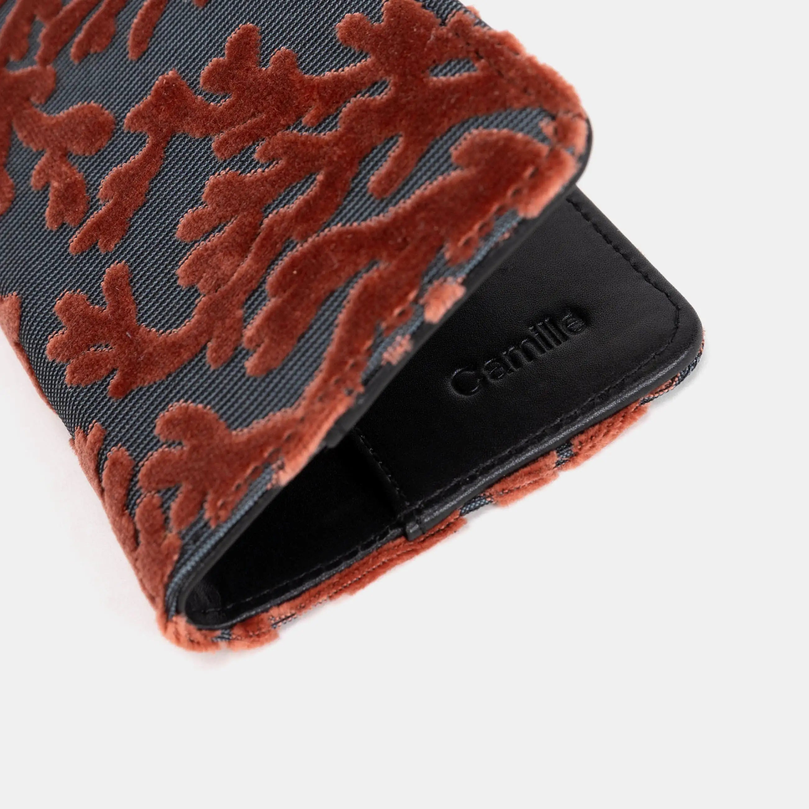 Burnout Velvet St Tropez Scuba Coral Checkbook Cover  of America detail
