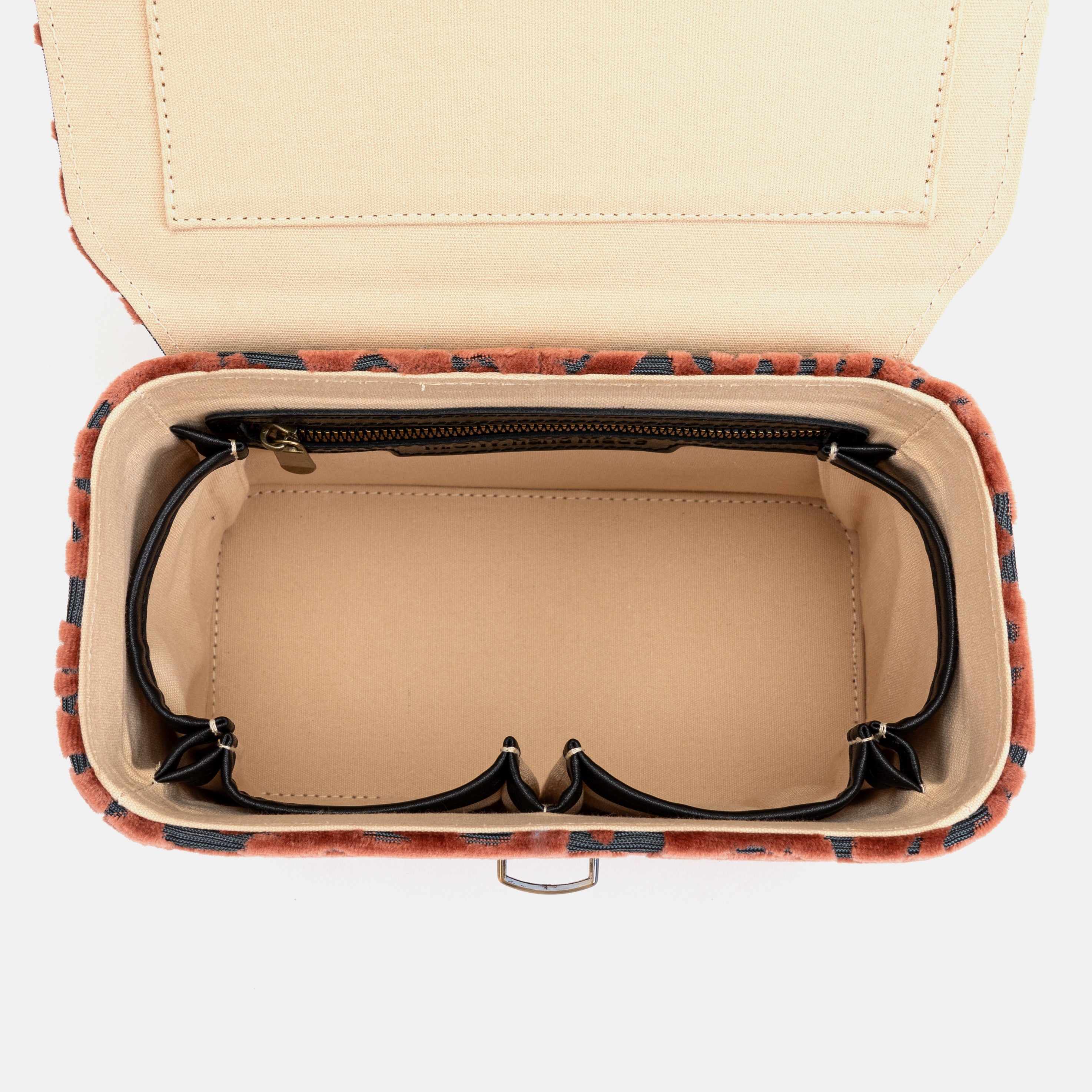 Burnout Velvet St Tropez Scuba Coral Clara Medium Train Case Purse   of America  inside