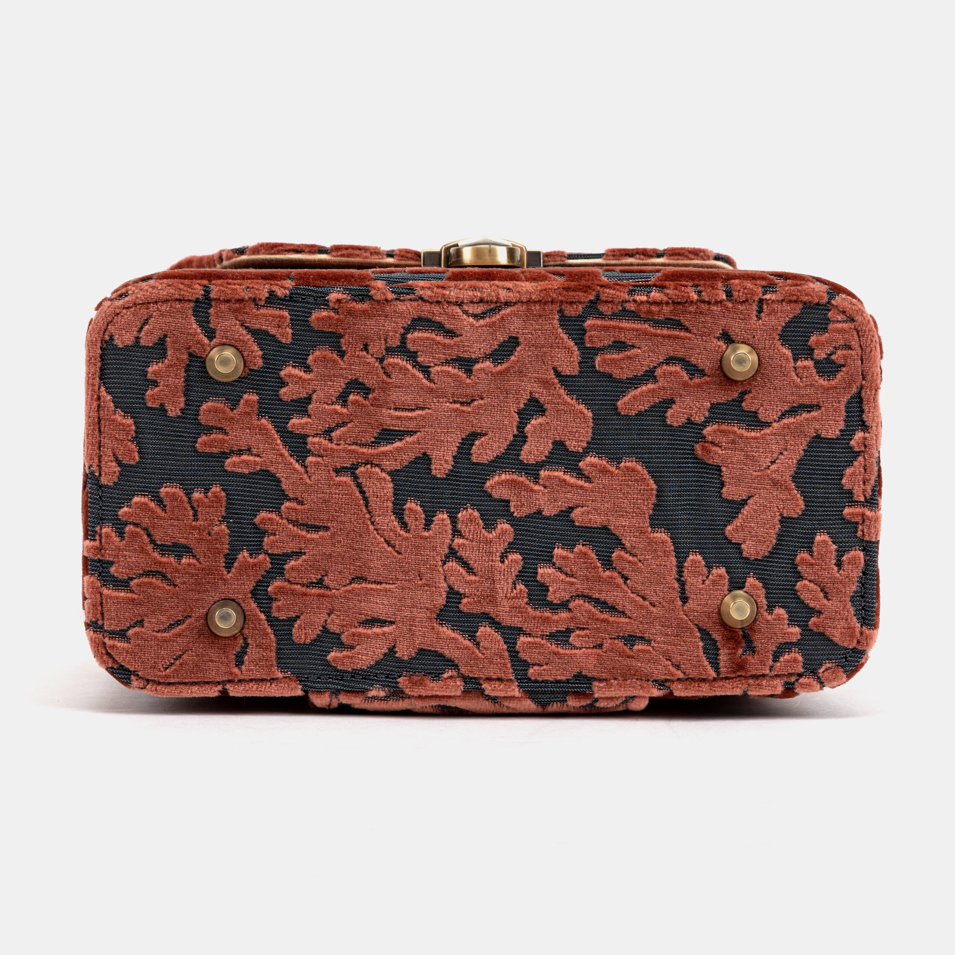 Burnout Velvet St Tropez Scuba Coral Clara Medium Train Case Purse of America bottom