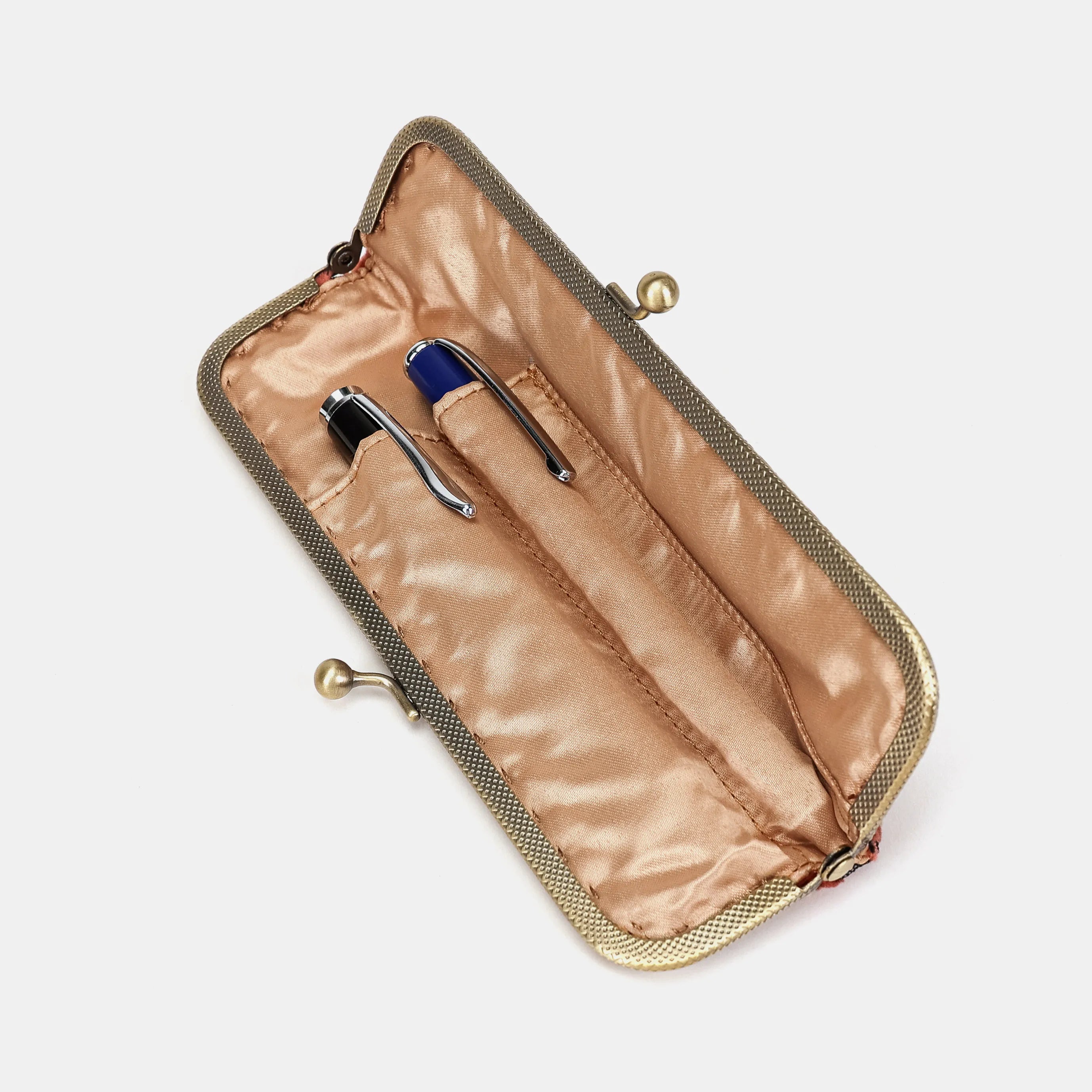 Burnout velvet St Tropez Scuba Coral Duo Pen Case Carpetbag of America inside
