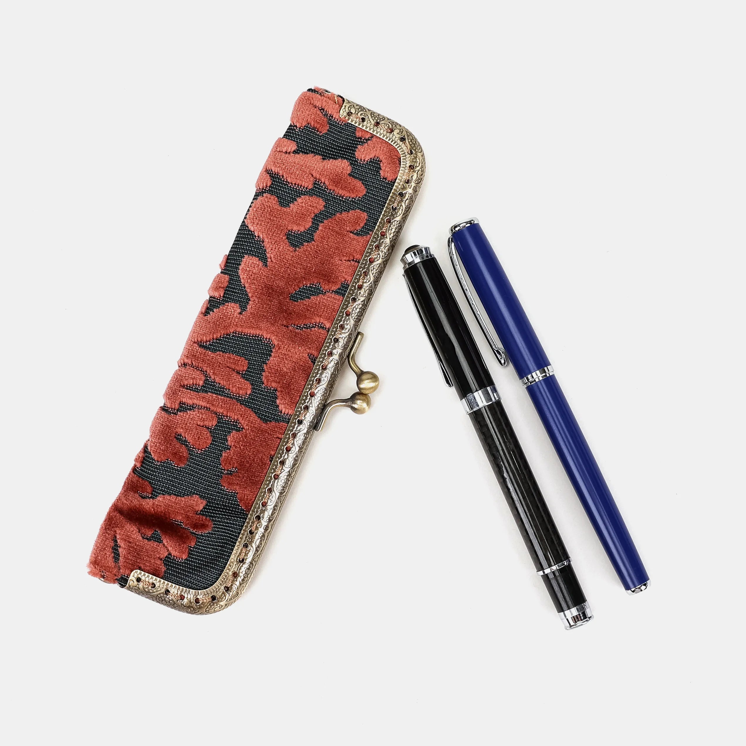 Burnout velvet St Tropez Scuba Coral Duo Pen Case Carpetbag of America main