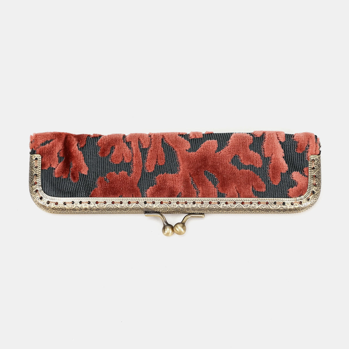 Burnout velvet St Tropez Scuba Coral Duo Pen Case Carpetbag of America front