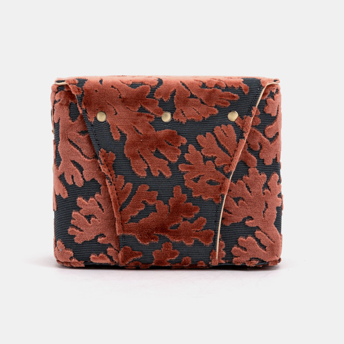 Burnout Velvet St Tropez Scuba Coral Emma Small Train Case Crossbody of America back