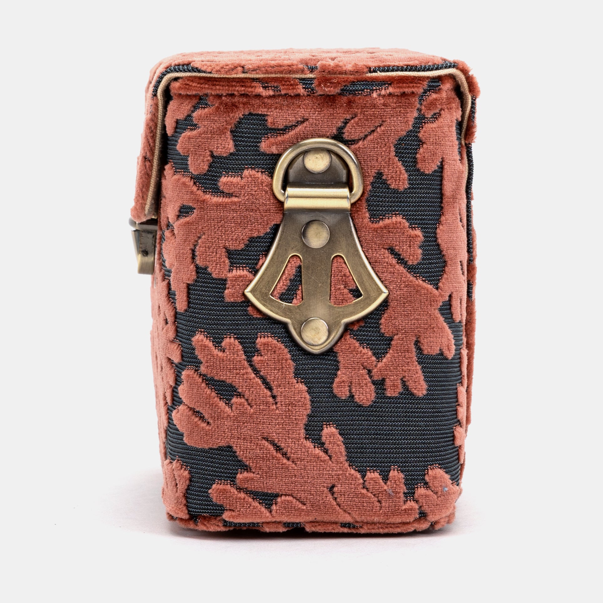 Burnout Velvet St Tropez Scuba Coral Emma Small Train Case Crossbody of America side
