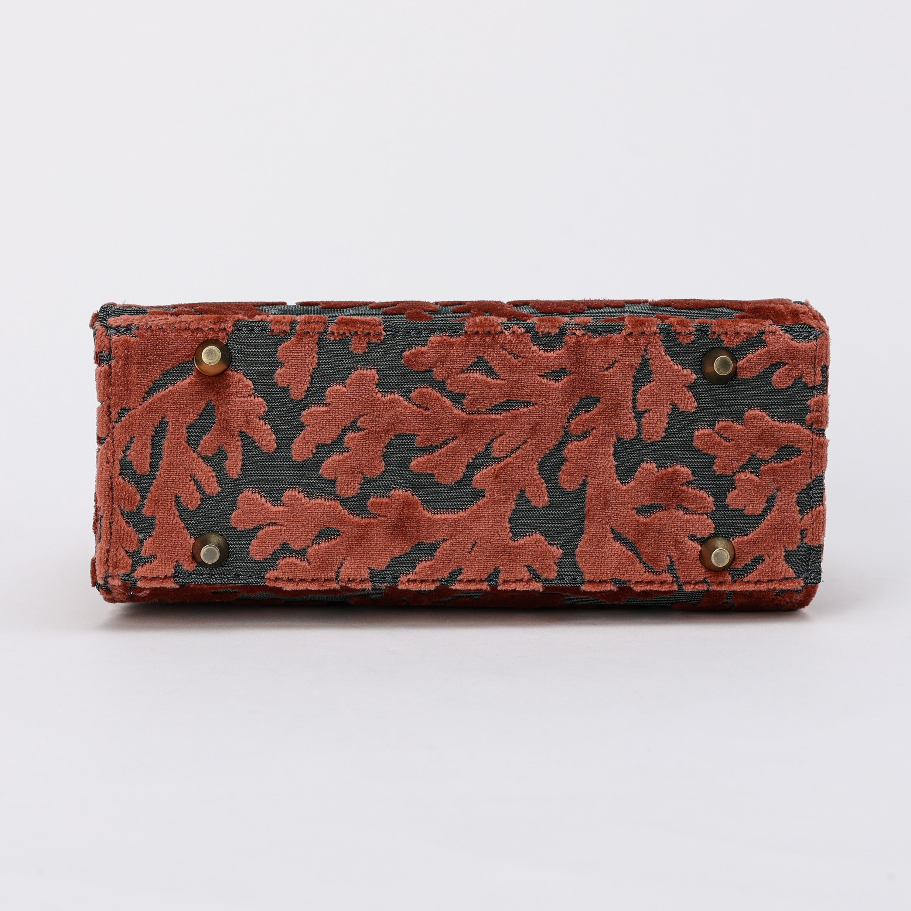 Burnout Velvet St Tropez Scuba Coral Flap Satchel Carpetbag of America bottom