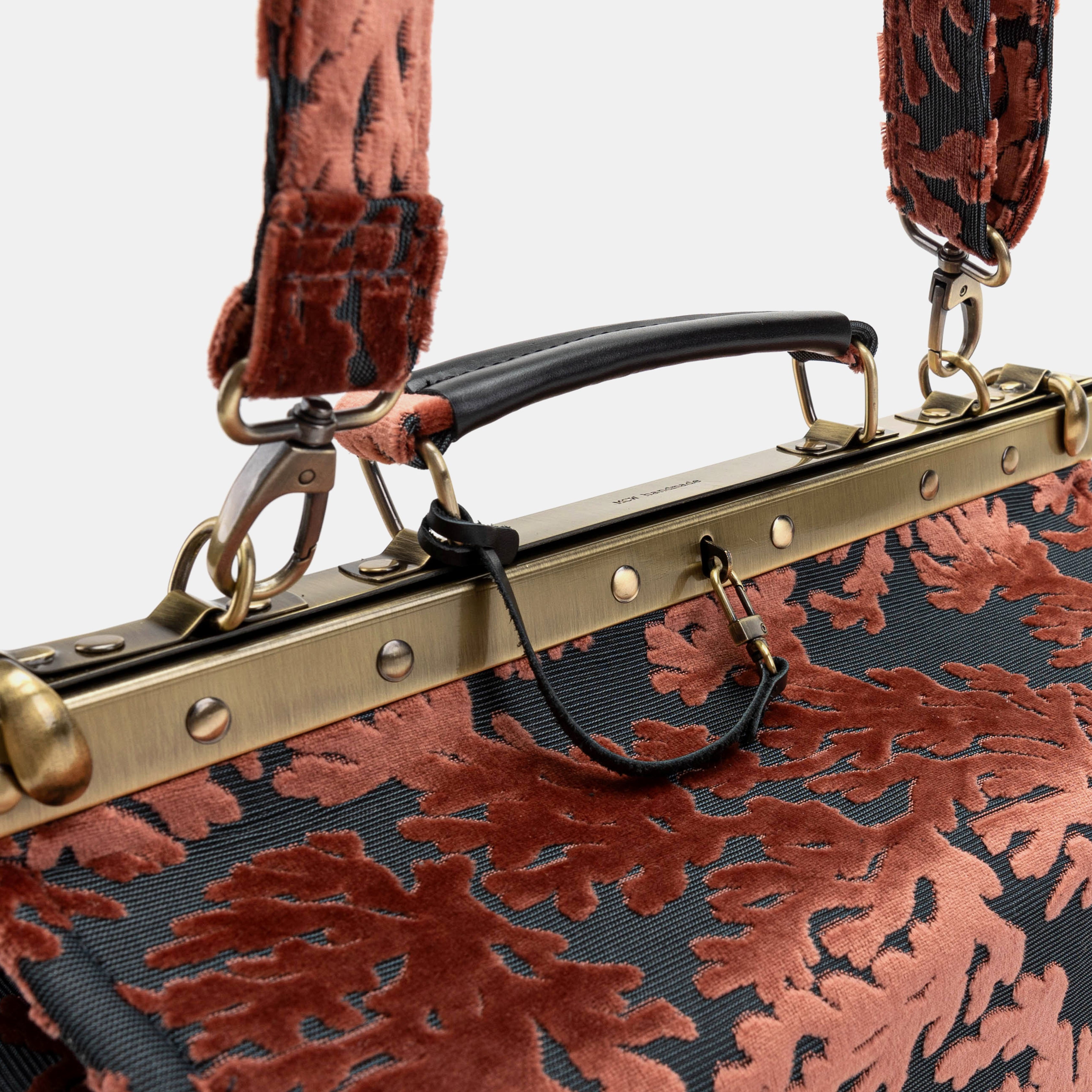 Burnout Velvet St Tropez Scuba Coral Genevieve Carpet Gladstone Bag of America handle