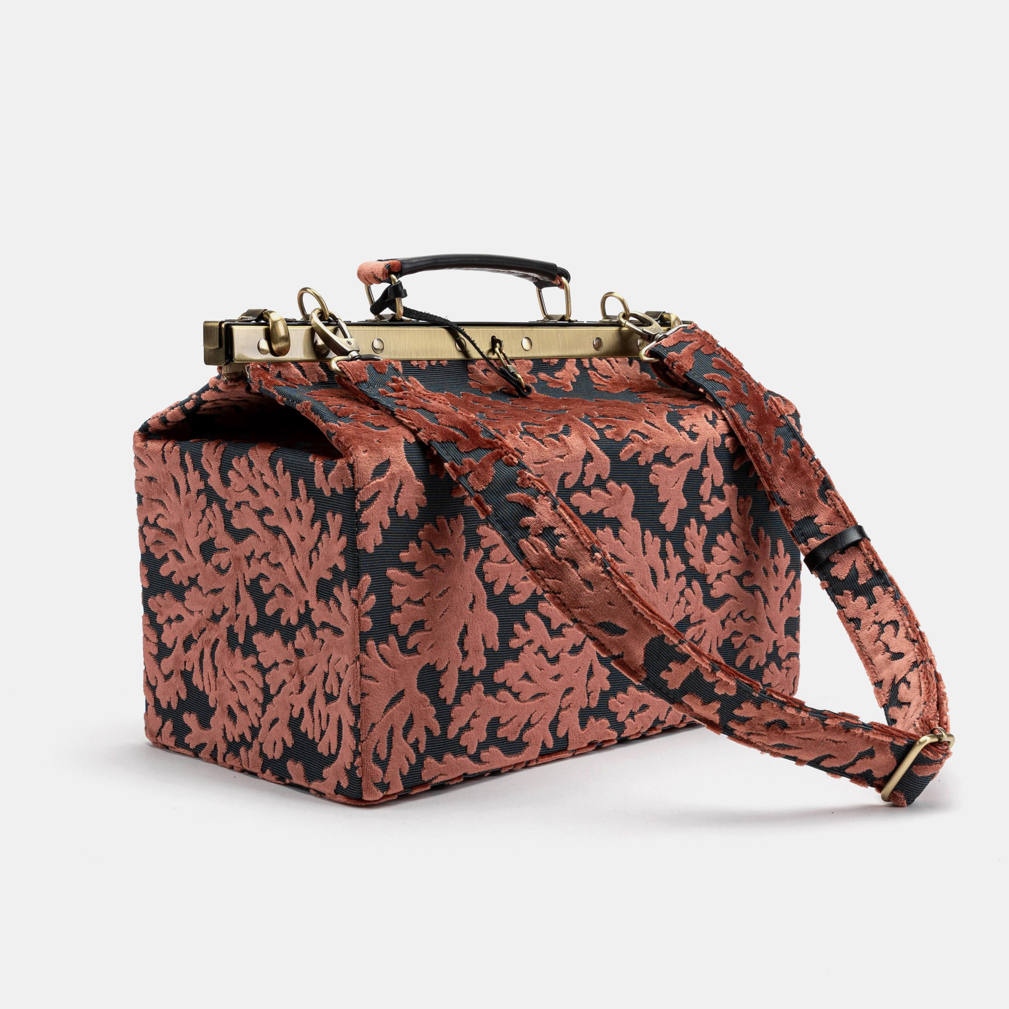Burnout Velvet St Tropez Scuba Coral Genevieve Carpet Gladstone Bag of America with shoulder strap