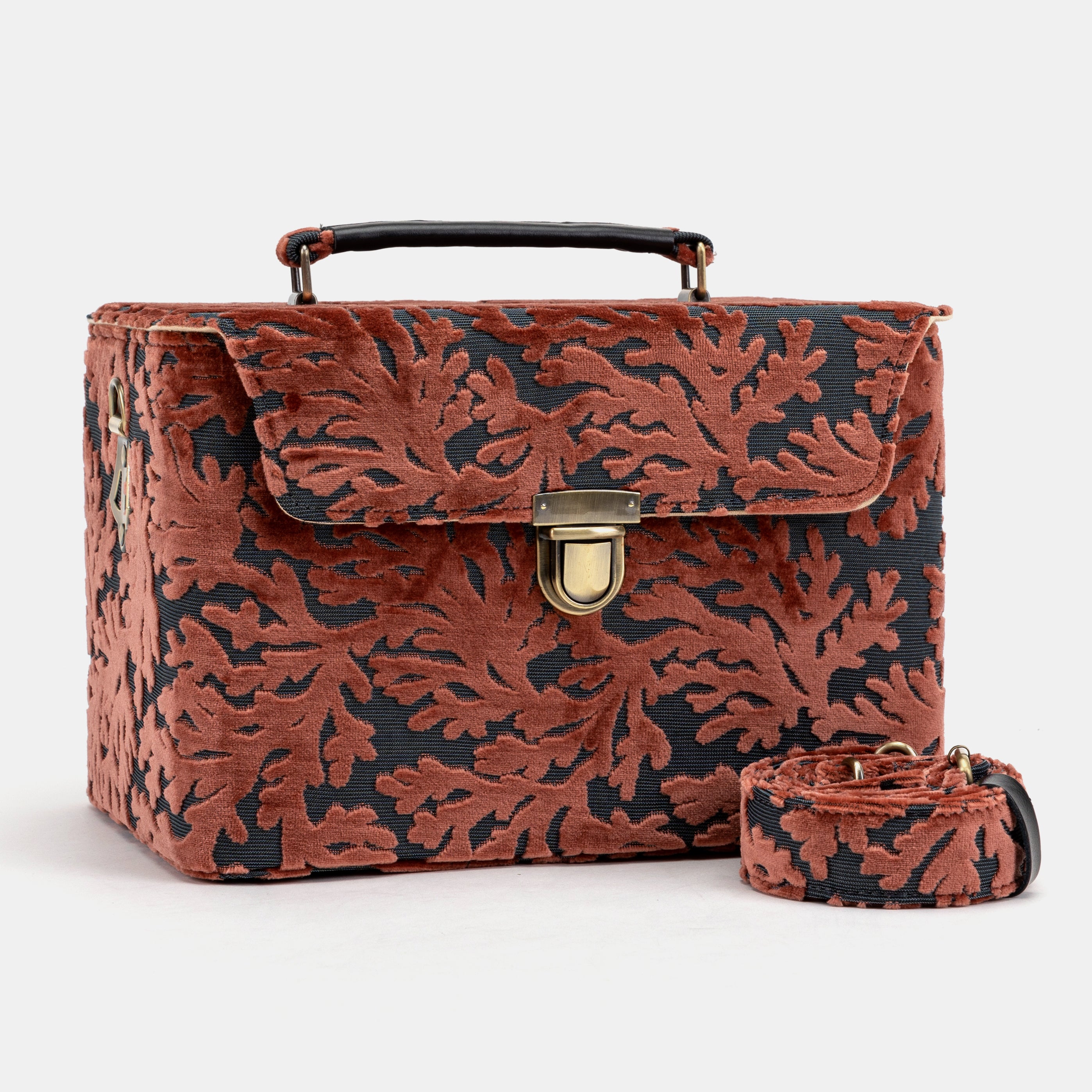 Burnout Velvet St Tropez Scuba Coral Josephine Large Train Case with handle