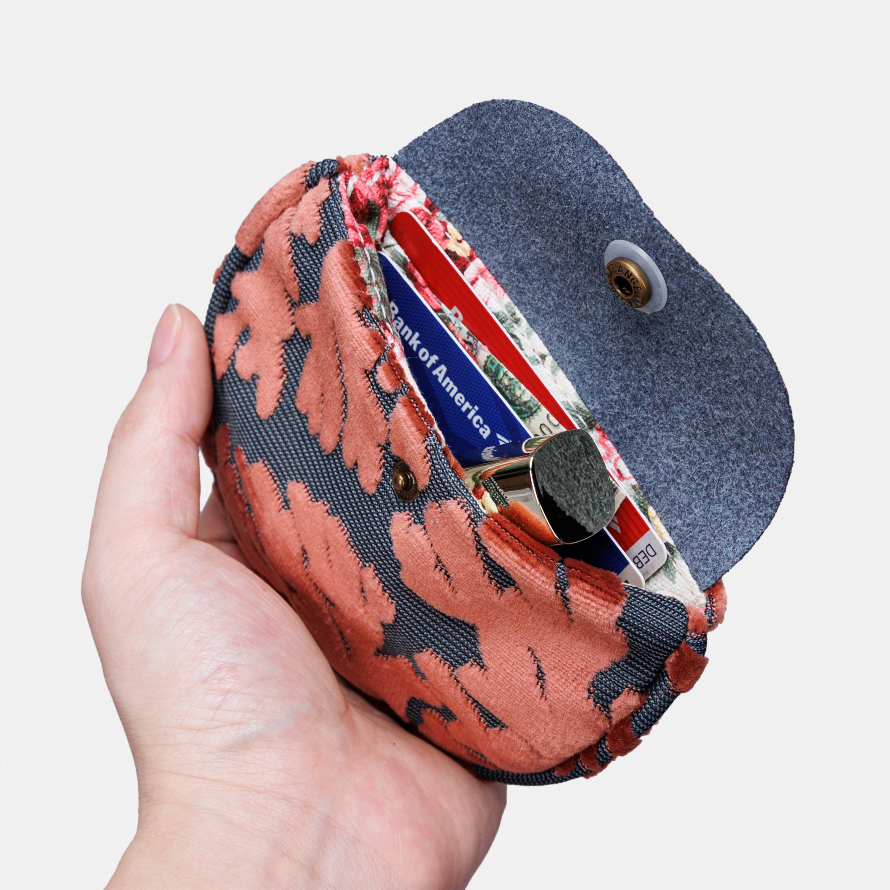 St Tropez Scuba Coral Flap Coin Purse  of America in use-1