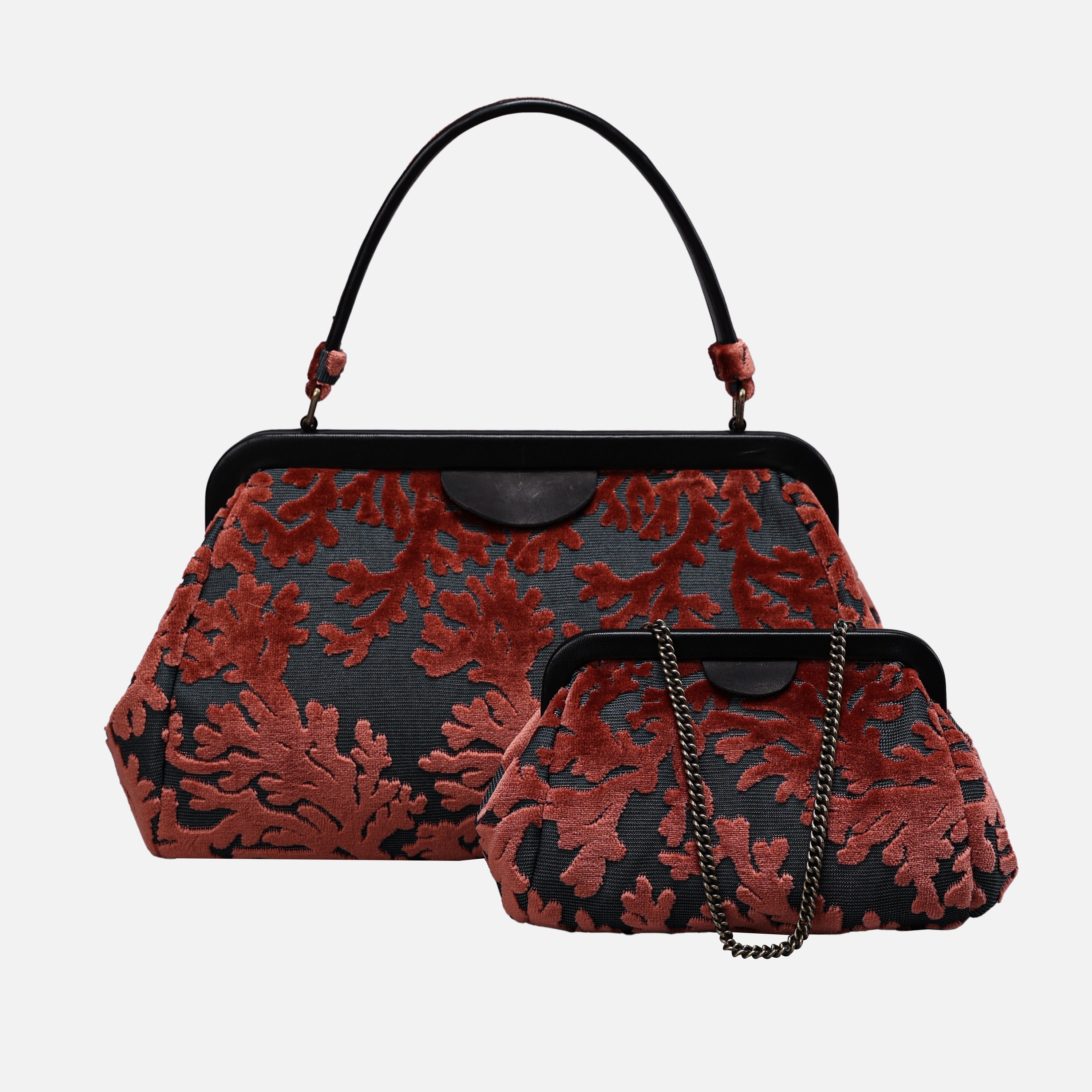 St Tropez Scuba Coral Top Handle Purse carpet bag of America different size