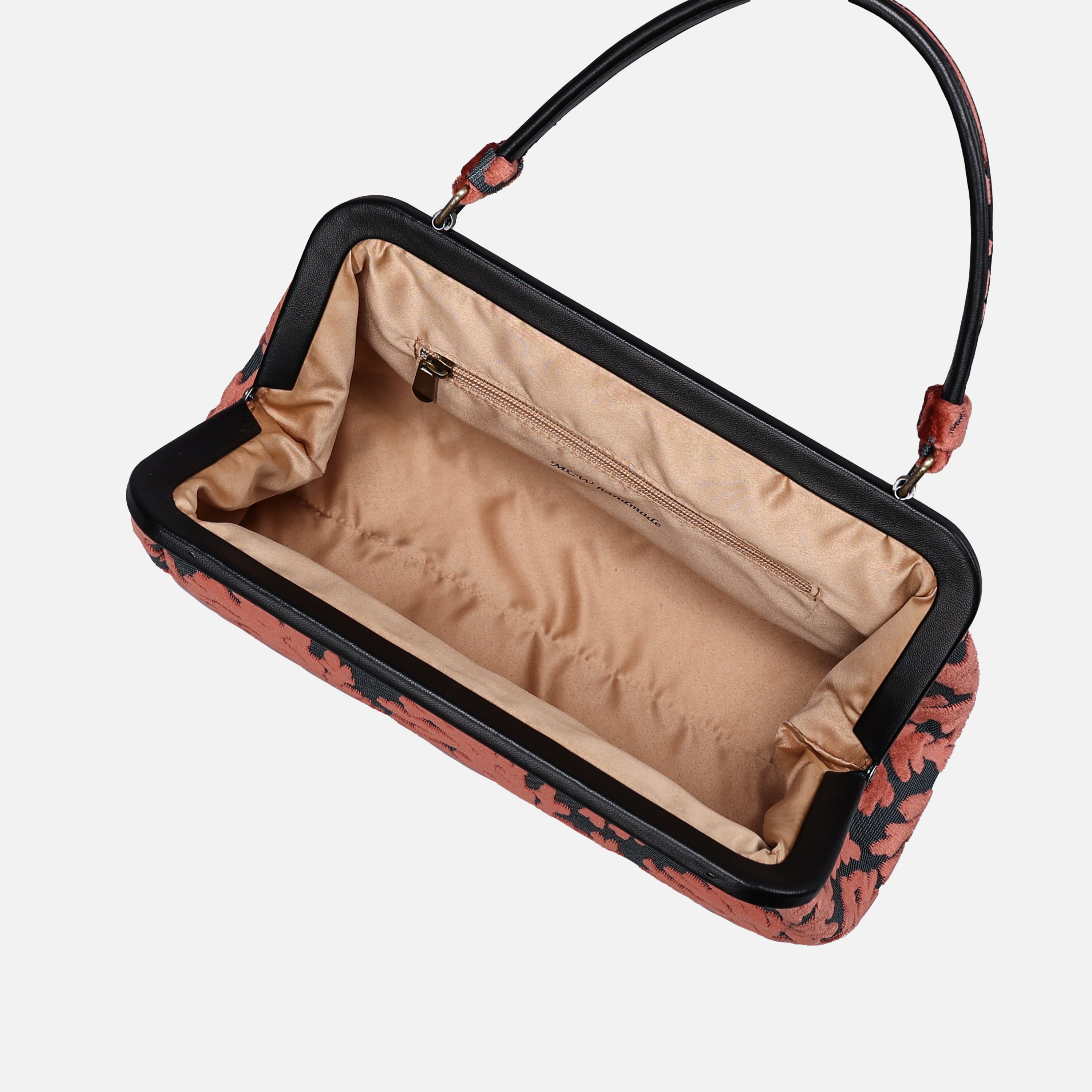 St Tropez Scuba Coral Top Handle Purse carpet bag of America inside