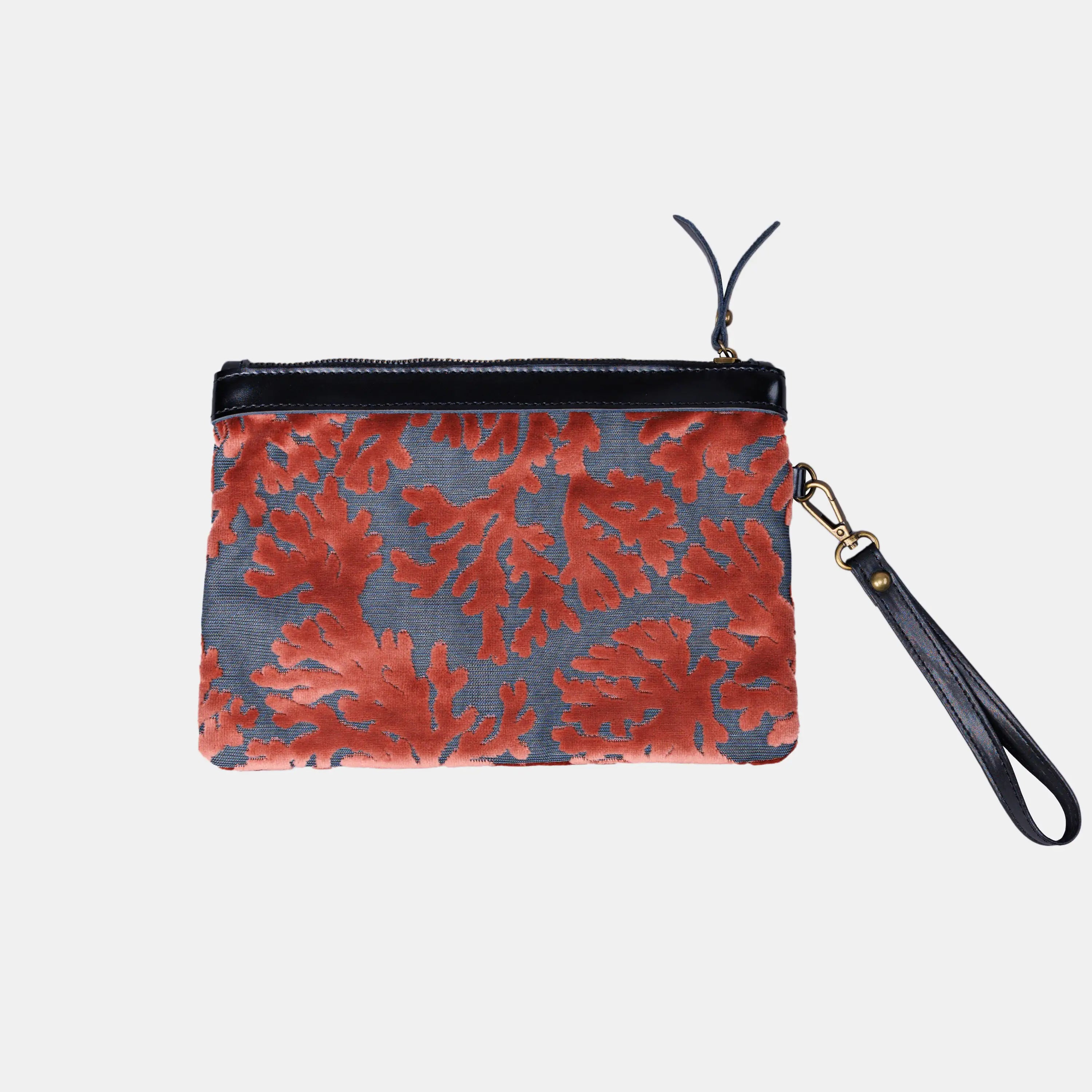 St Tropez Scuba Coral Wristlet Clutch carpet bag MCW Handmade back