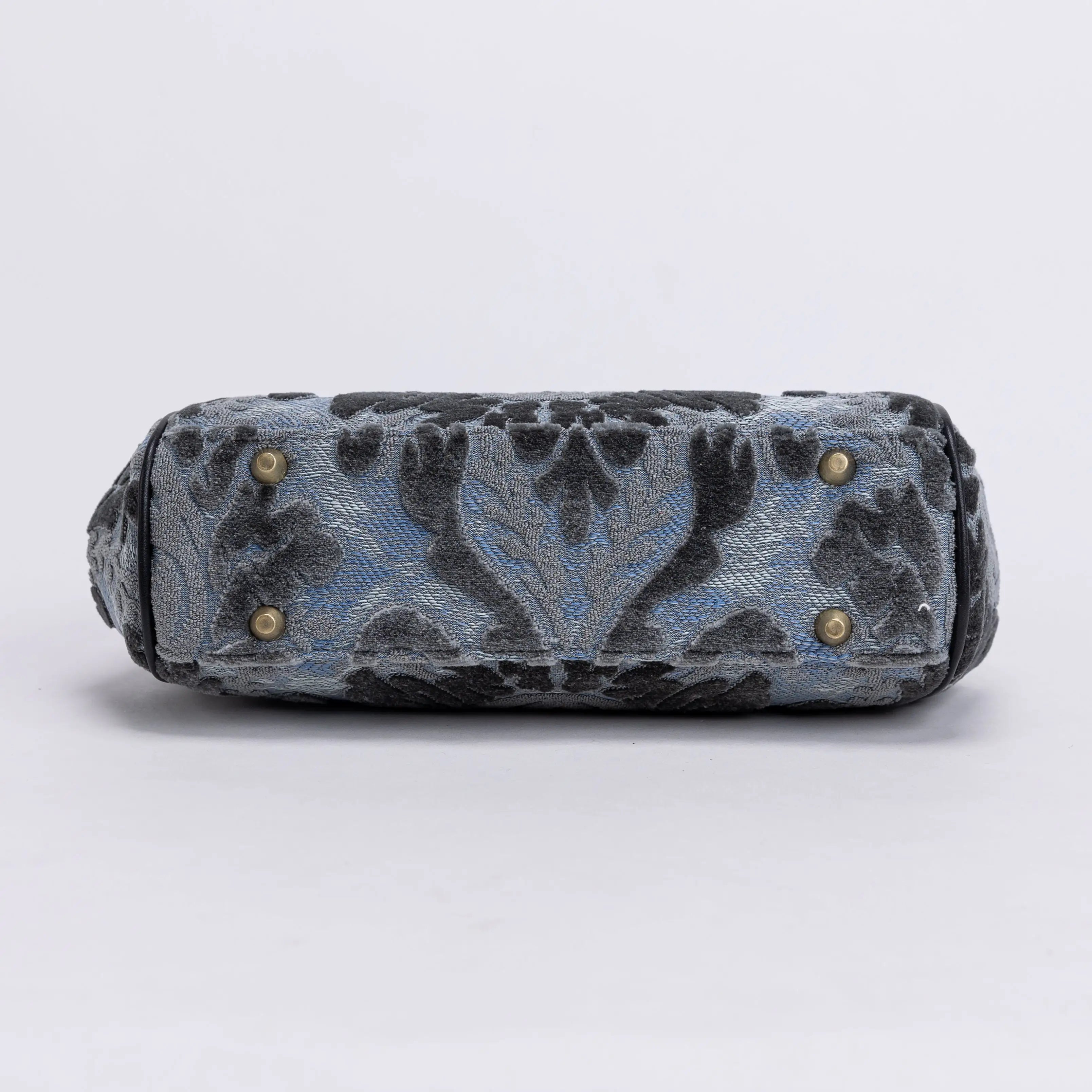 Burnout Velvet Steel Blue Alma Satchel Carpet Bag of America bottom