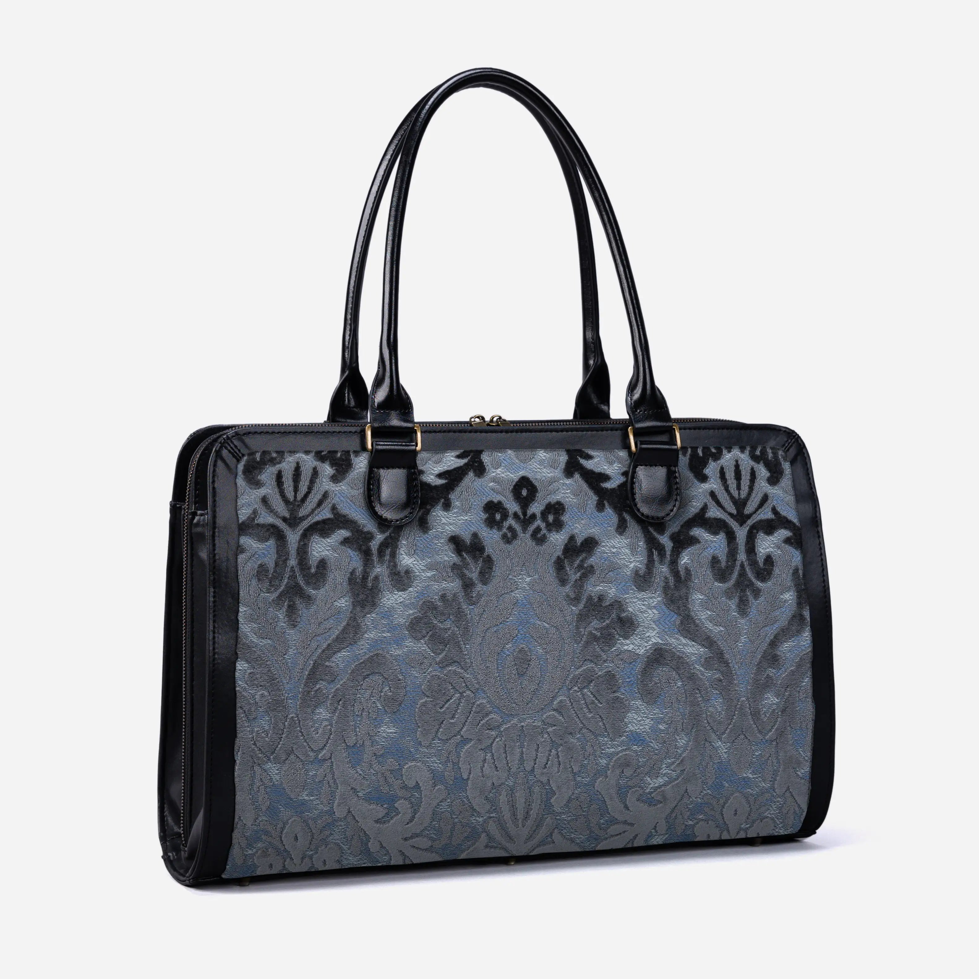 Burnout Velvet Steel Blue Business Tote of America side front