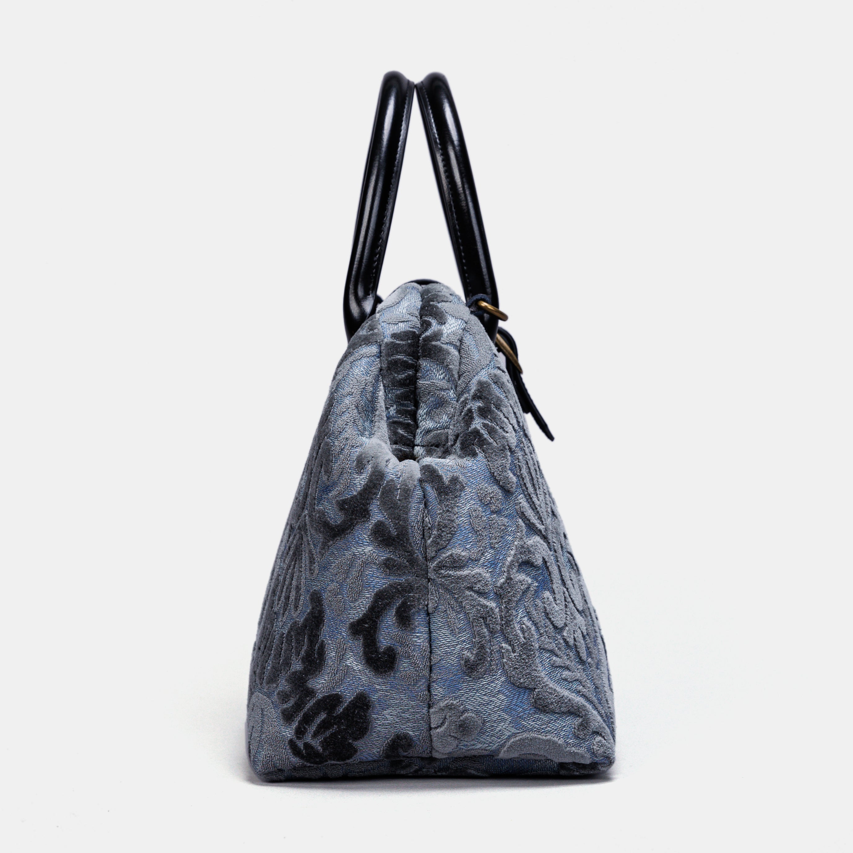 Burnout Velvet Steel Blue Carpet Handbag Purse carpet bag MCW Handmade of America side