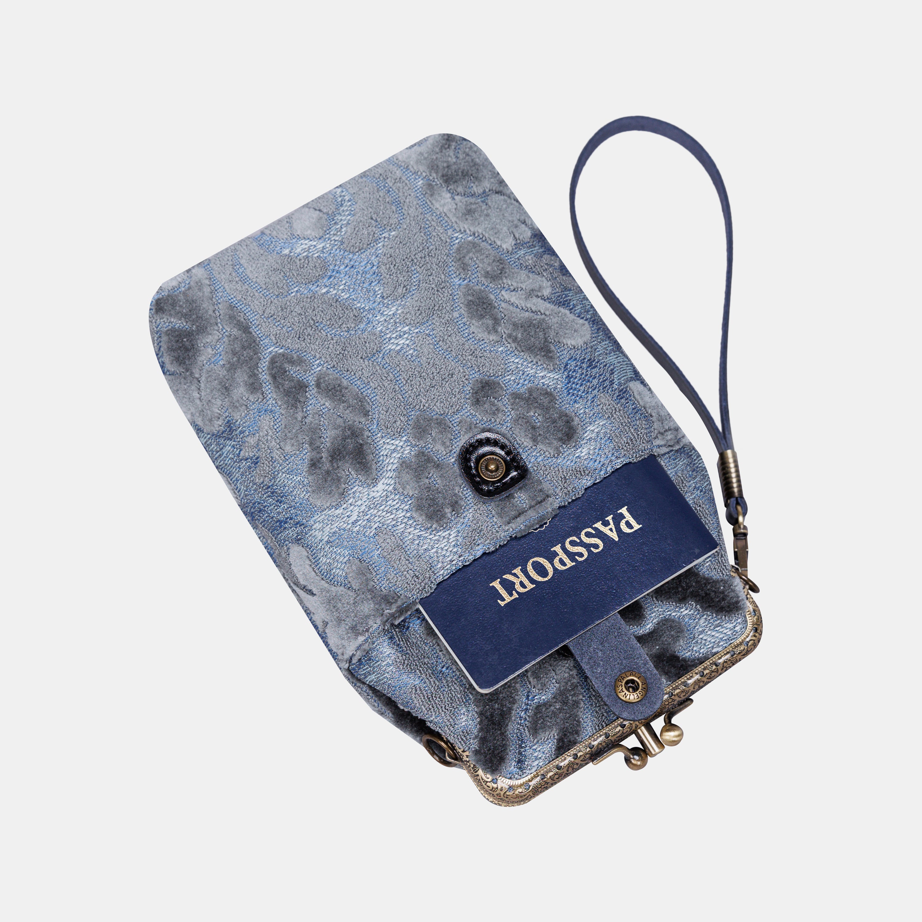 Burnout Velvet Steel Blue Carpet Phone Case Carpetbag of America pocket