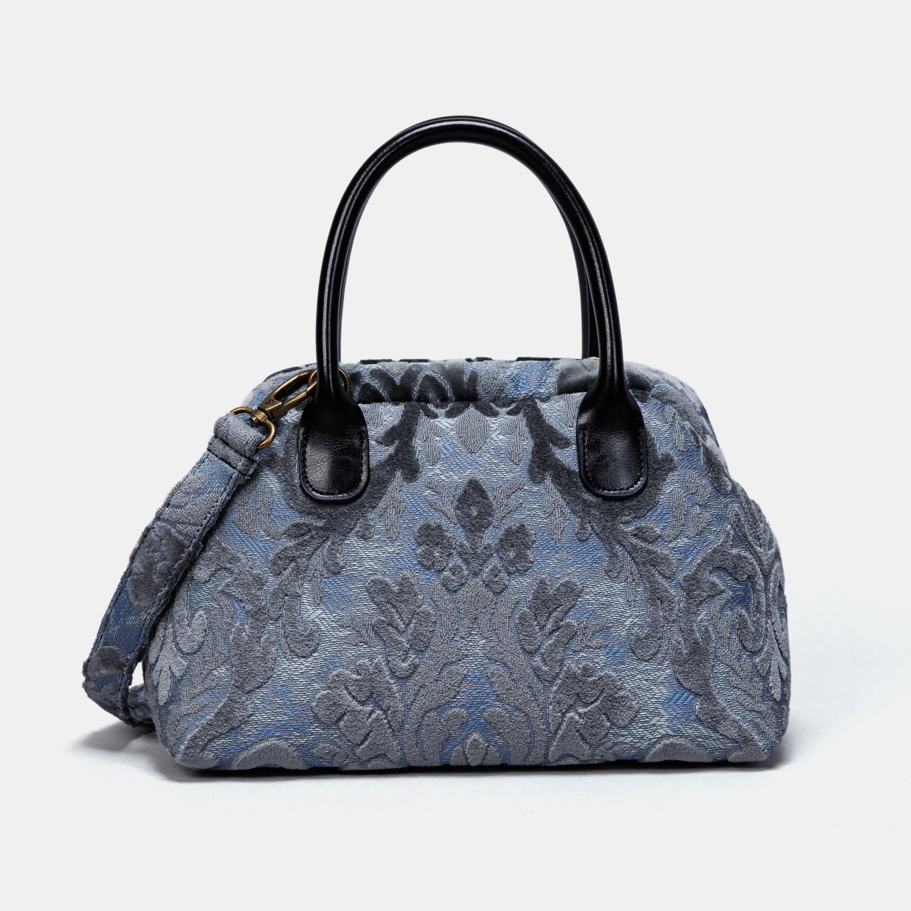 Burnout Velvet Steel Blue Carpet Satchel carpet bag MCW Handmade of America main