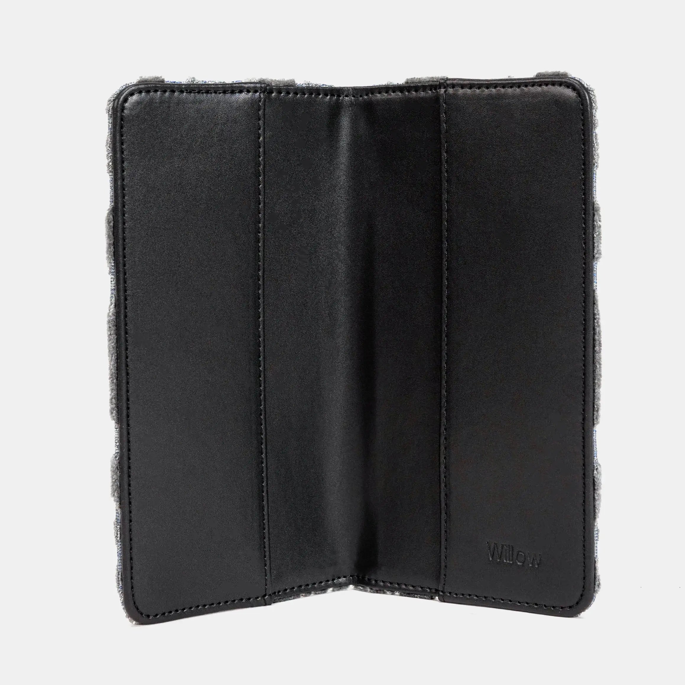 Burnout Velvet Steel Blue Checkbook Cover of America inside