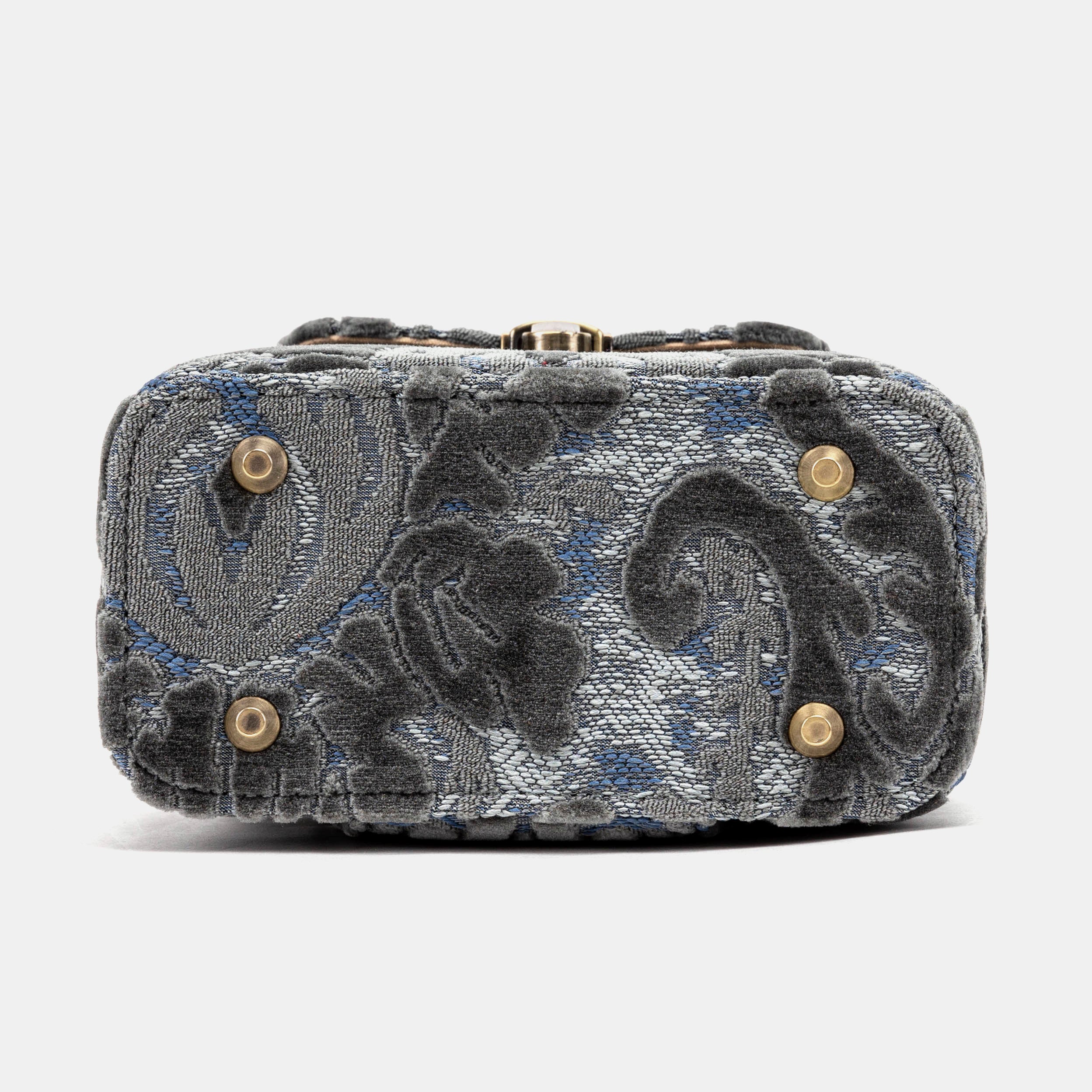 Burnout Velvet Steel Blue Emma Small Train Case Crossbody bottom