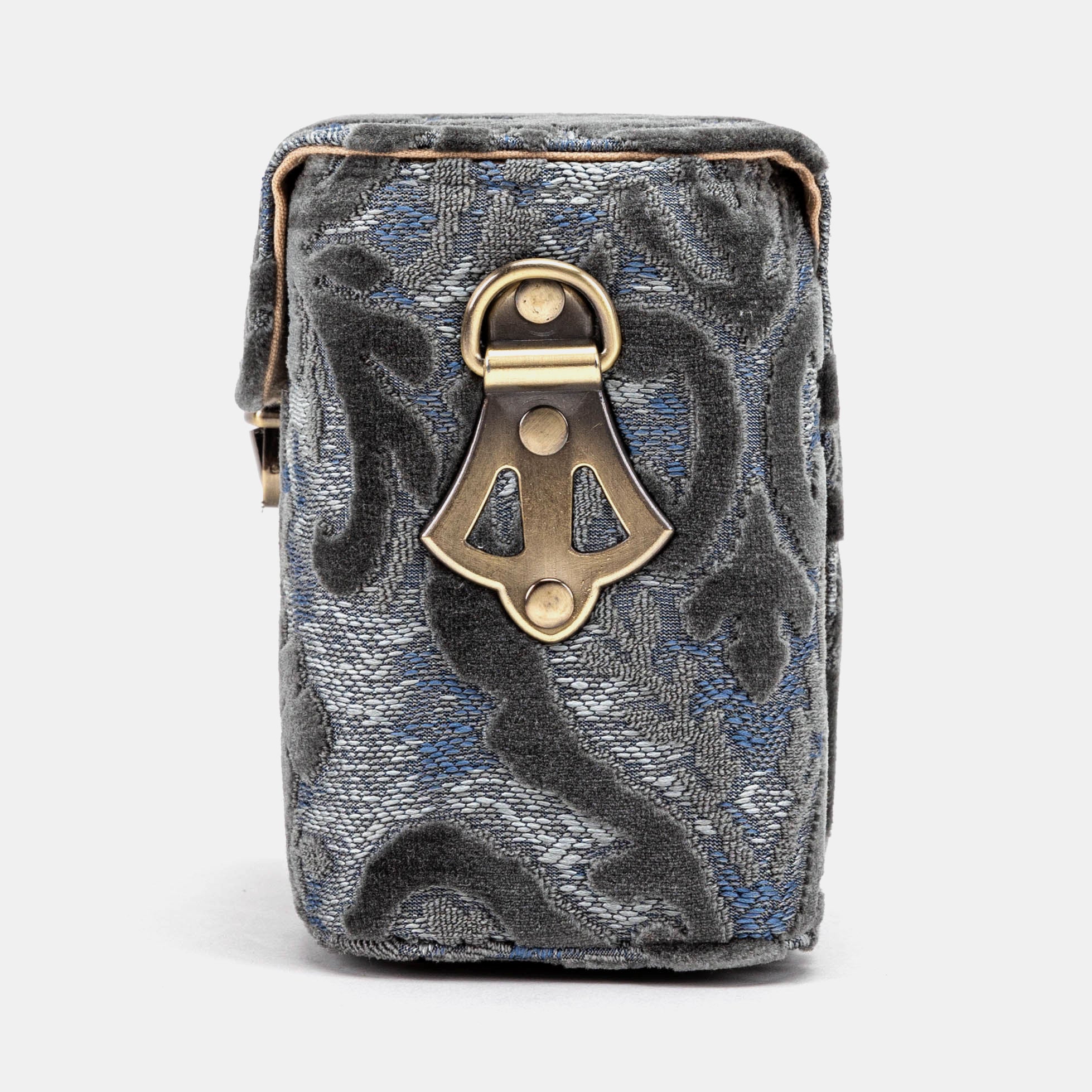 Burnout Velvet Steel Blue Emma Small Train Case Crossbody left