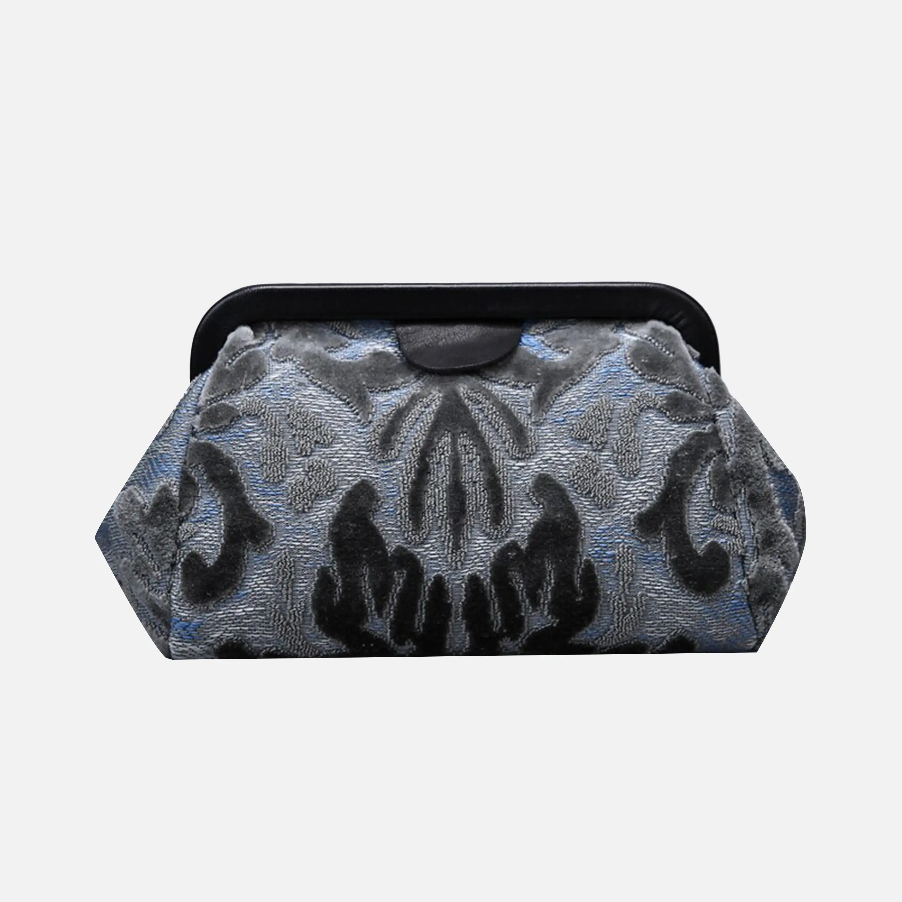 Burnout Velvet Steel Blue Evening Bag Clutch carpet bag of America back