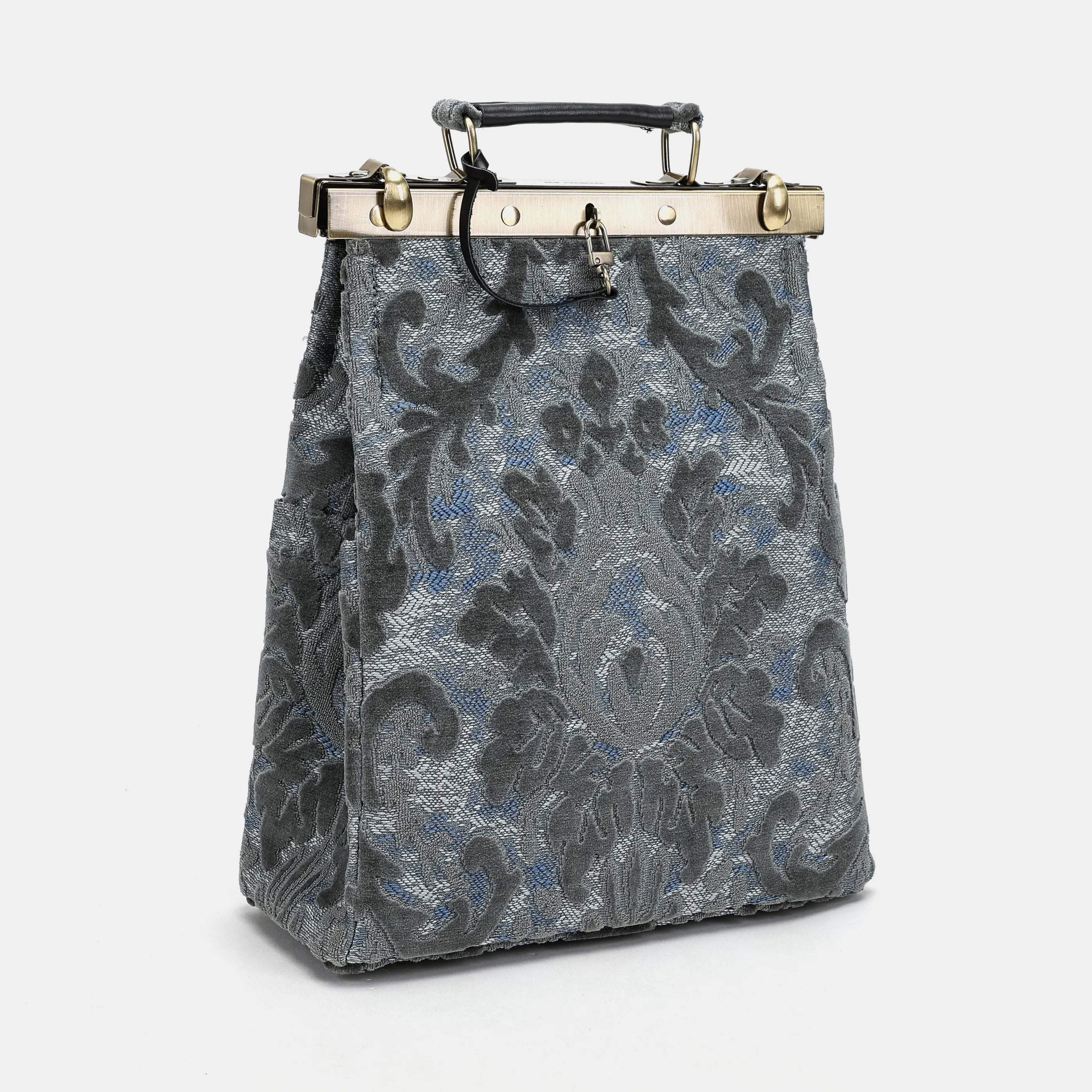 Burnout Velvet Steel Blue Helena Carpet Gladstone Backpack of America side