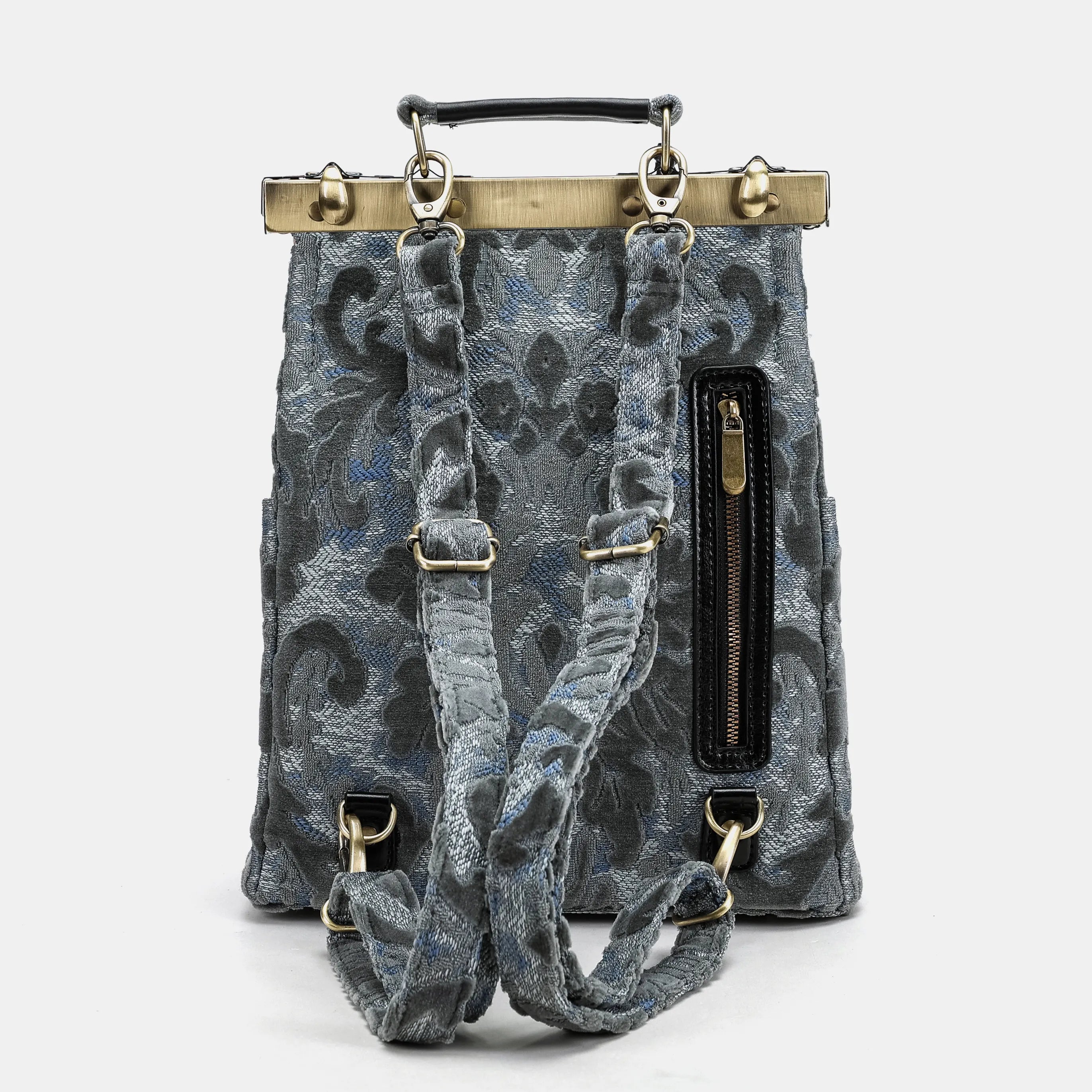 Burnout Velvet Steel Blue Helena Carpet Gladstone Backpack of America back