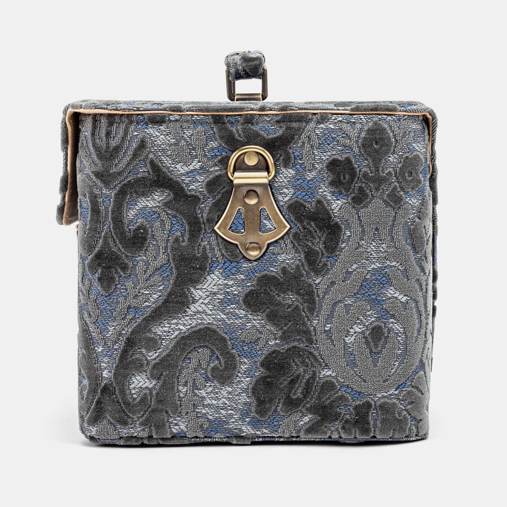 Burnout Velvet Steel Blue Josephine Large Train Case side