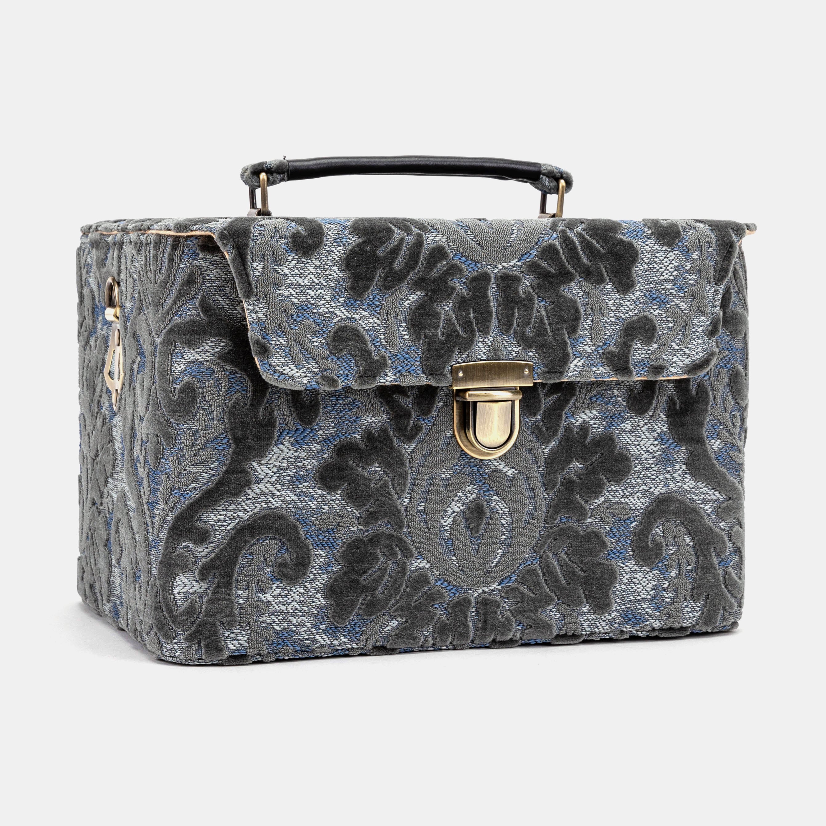 Burnout Velvet Steel Blue Josephine Large Train Case side